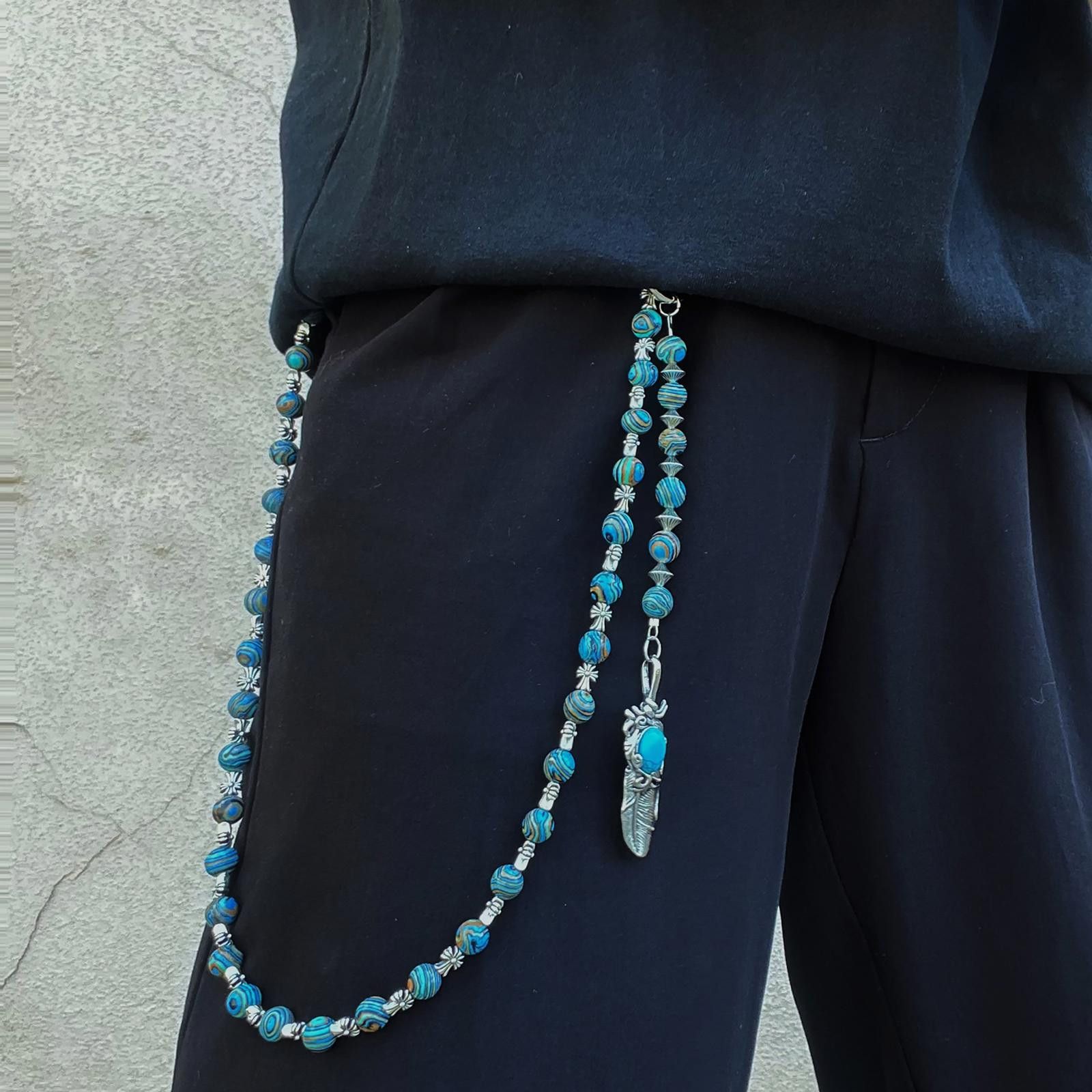 Other Blue Beaded Wallet Chain Chain, Belt Chain, Pants Chain Size ONE SIZE - 1 Thumbnail