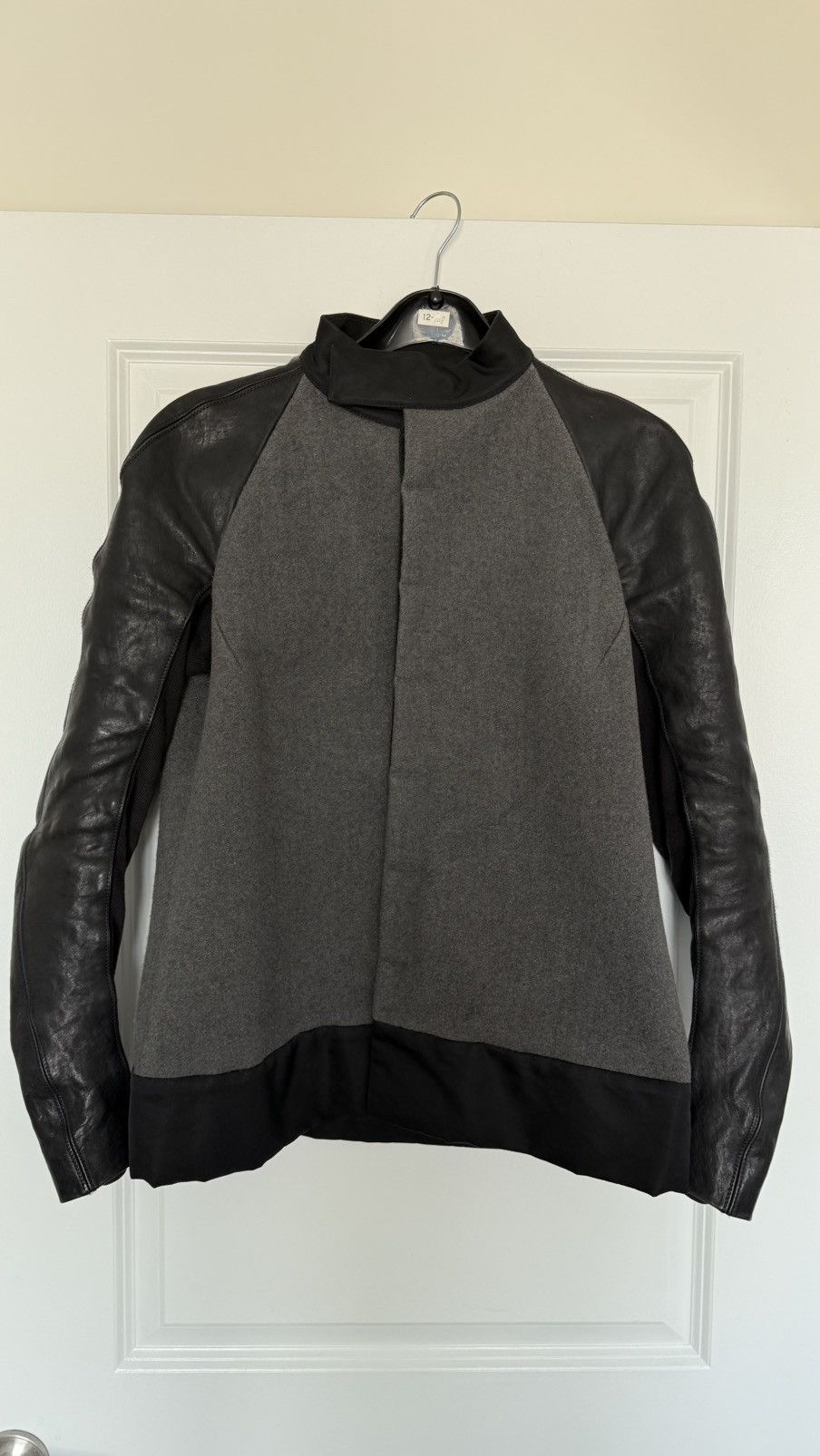 Rick Owens Rick Owens Grey Wool & Black Leather Jacket Size US M / EU 48-50 / 2 - 3 Thumbnail
