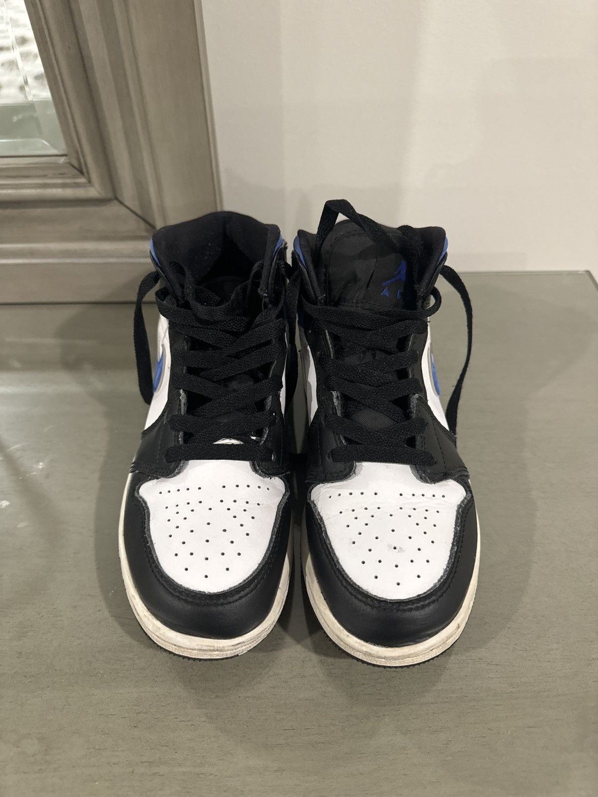 Nike Nike Jordan 1 Mid White Black Racer Blue Size US 5 / EU 37 - 2 Thumbnail
