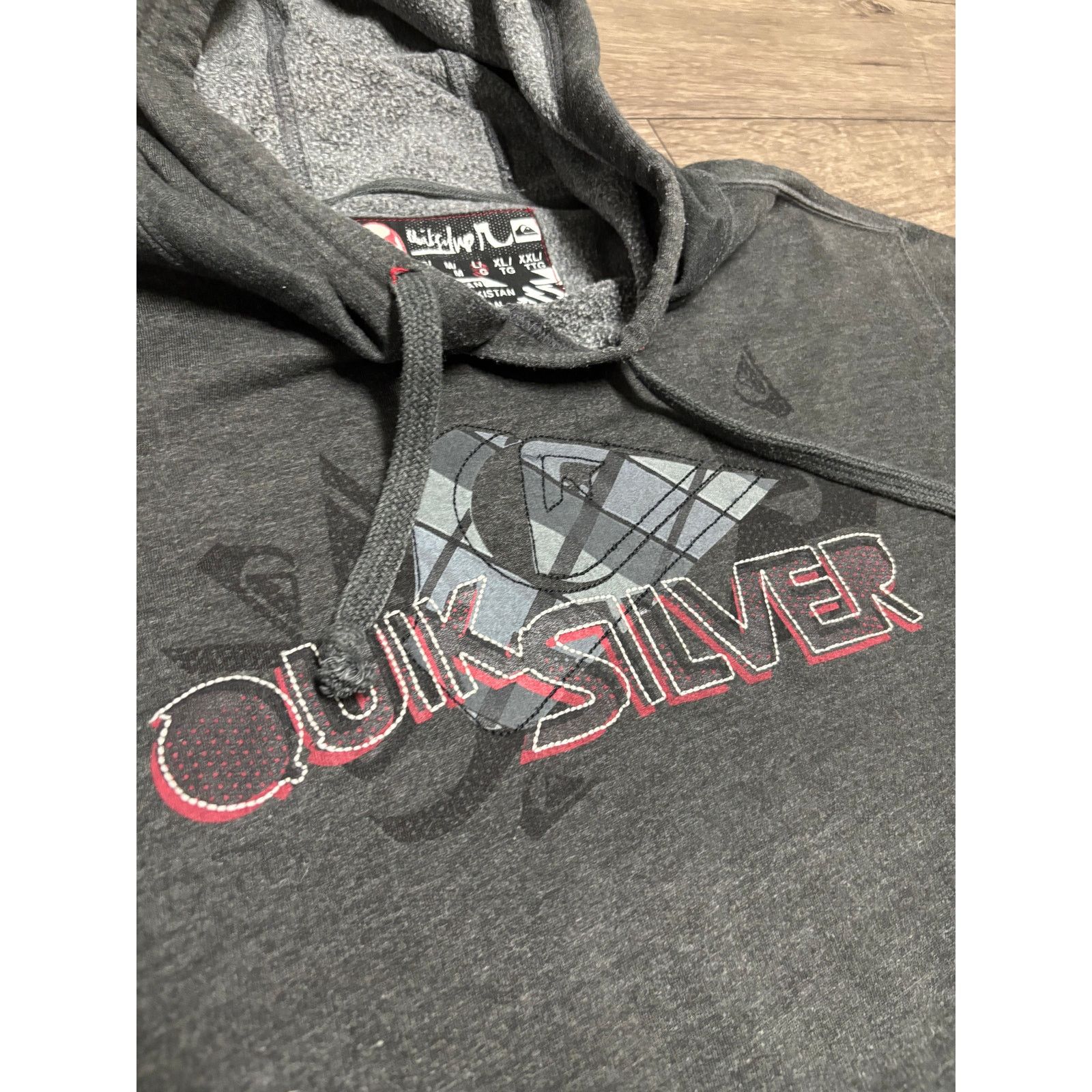 Quiksilver × Vintage Vintage Quiksilver Logo Gray Hoodie Sz L 00s Size US L / EU 52-54 / 3 - 2 Thumbnail