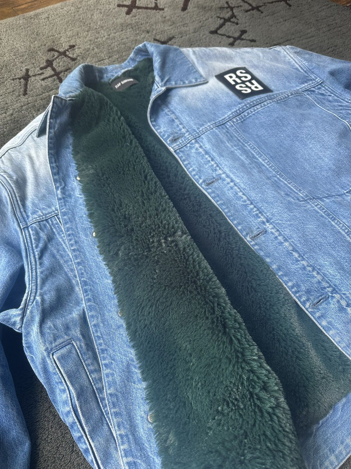 Raf Simons Raf Simons Big Fit Denim Green Faux Fur Lined Jacket Sunfade Size US S / EU 44-46 / 1 - 7 Thumbnail