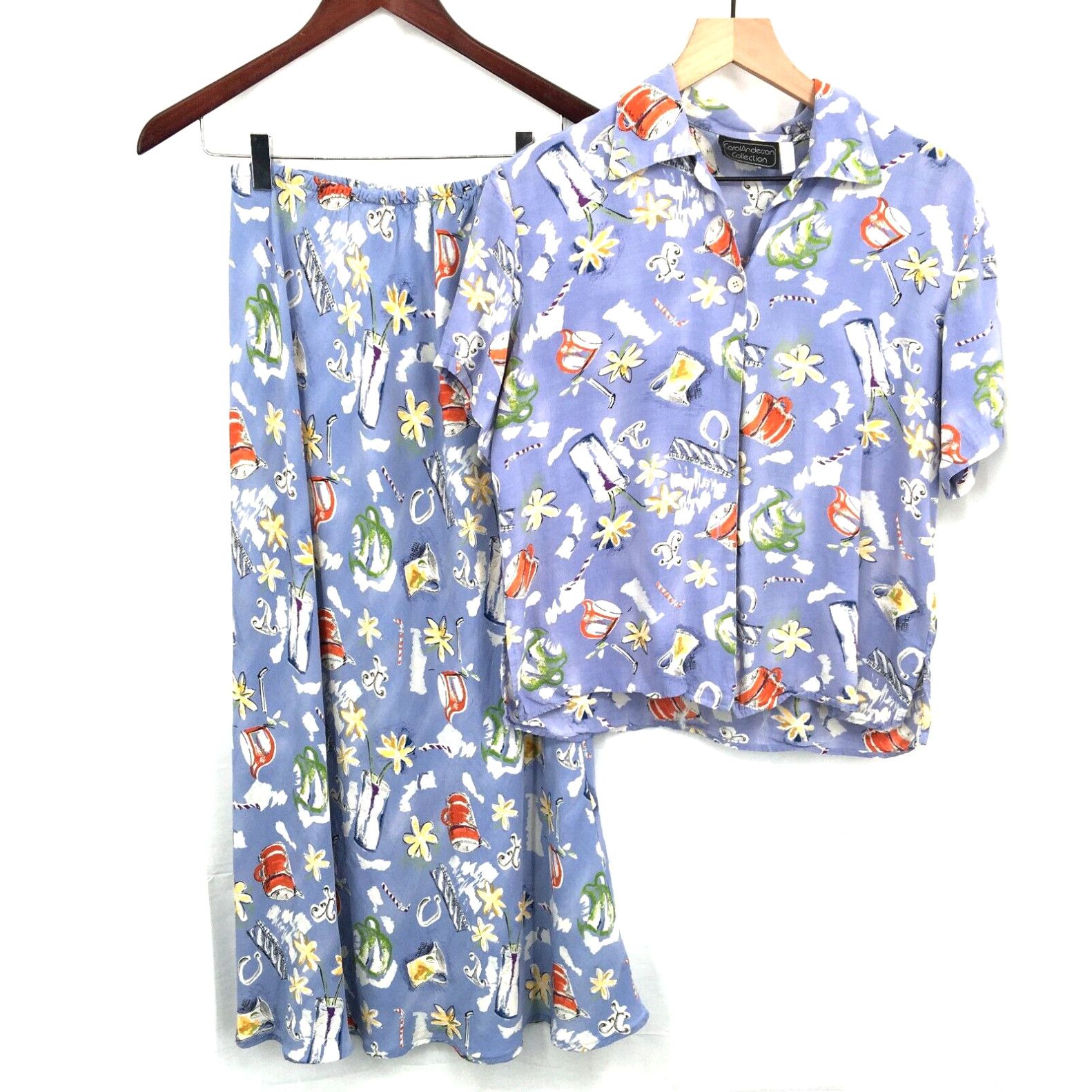 image of Vintage 80's Carol Anderson 2Pc Top Skirt Set Floral Cocktail Tropical Hawaiian S in White, Women's