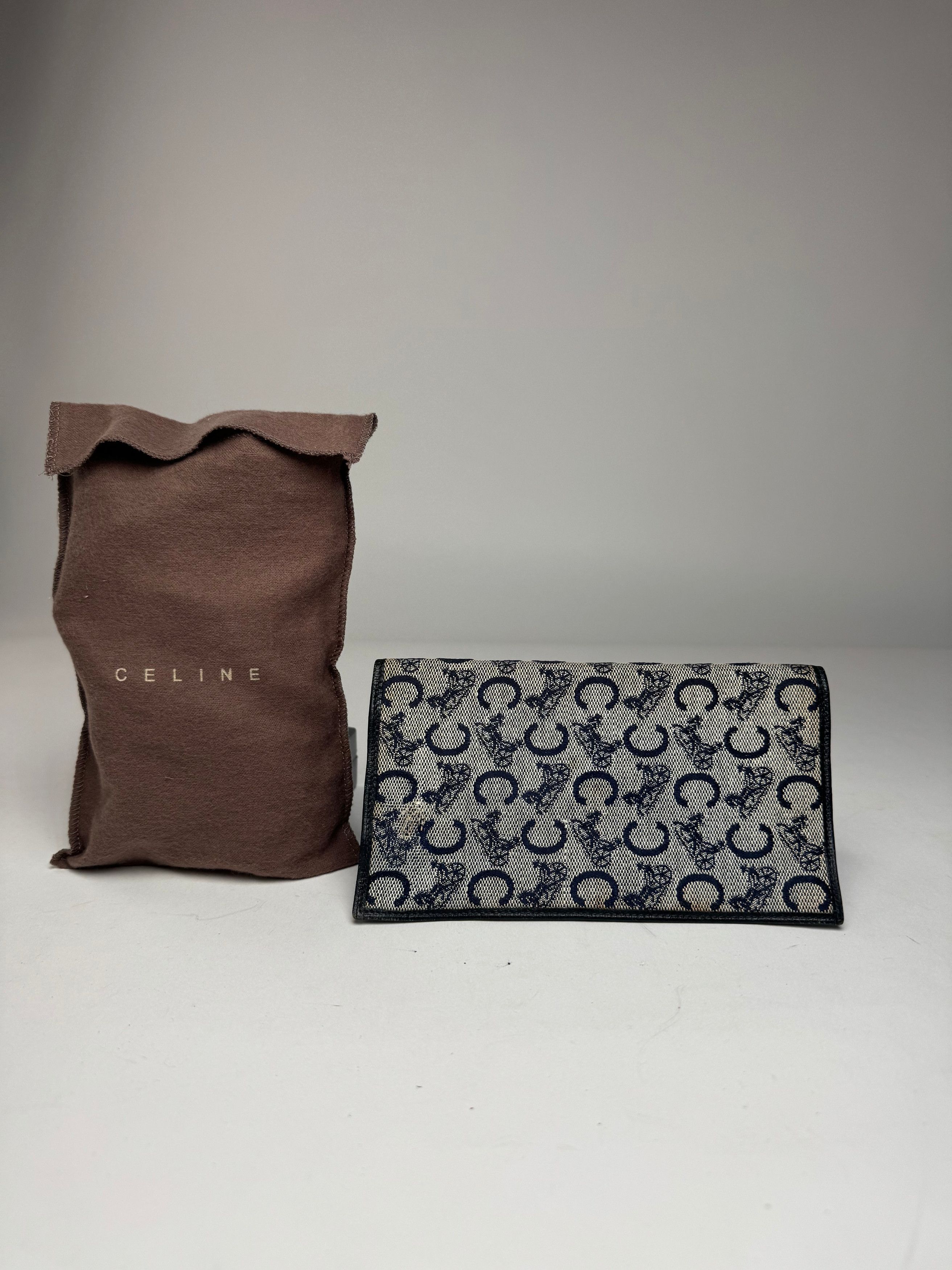 Celine Vintage Macadam Monogram ID Holder Card Holder Navy Grey Size ONE SIZE - 1 Thumbnail