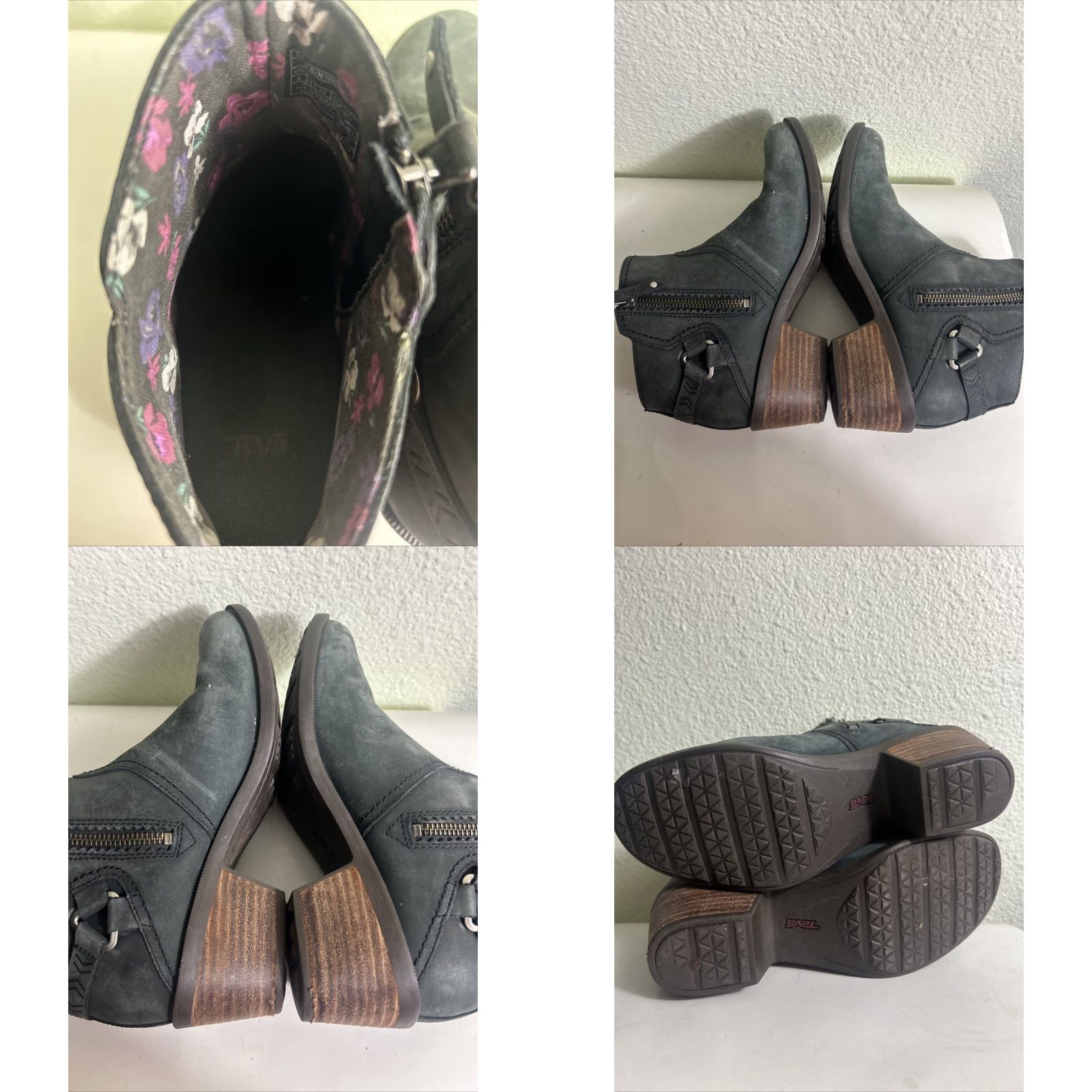 Teva Teva Bootie Women Olive Green Leather Ankle Zip Close Block Heel 8 Size Shoes Size US 8 / IT 38 - 10 Thumbnail
