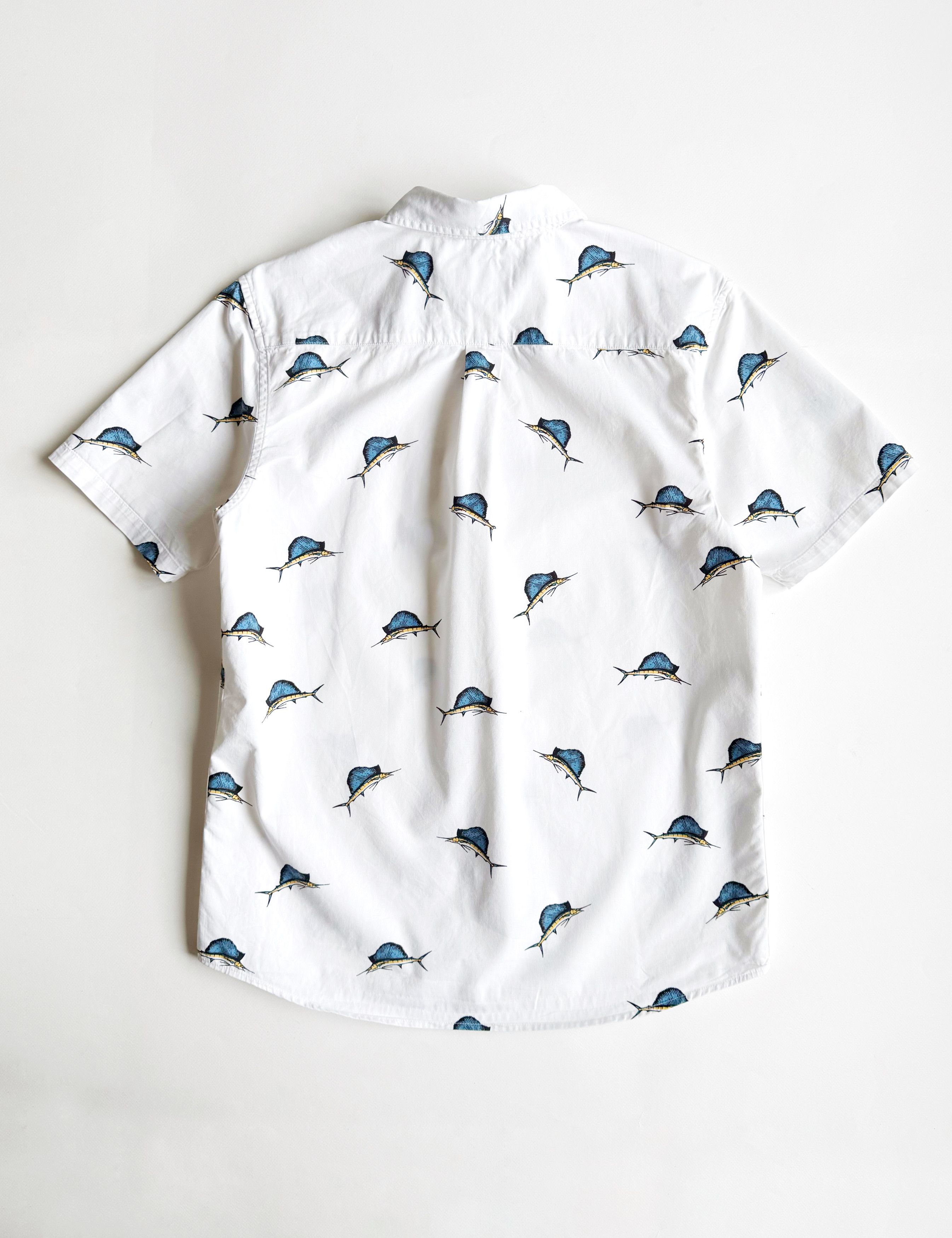 Stussy Stüssy Big Catch Marlin Short Sleeve Button Up Shirt (S) Size US S / EU 44-46 / 1 - 2 Thumbnail