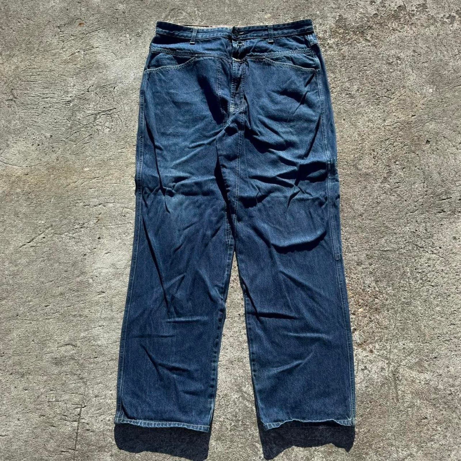 Pantalon Large Girbaud En Jean Gris-bleu - Taille 36 Femme - Occasion Très Bon état