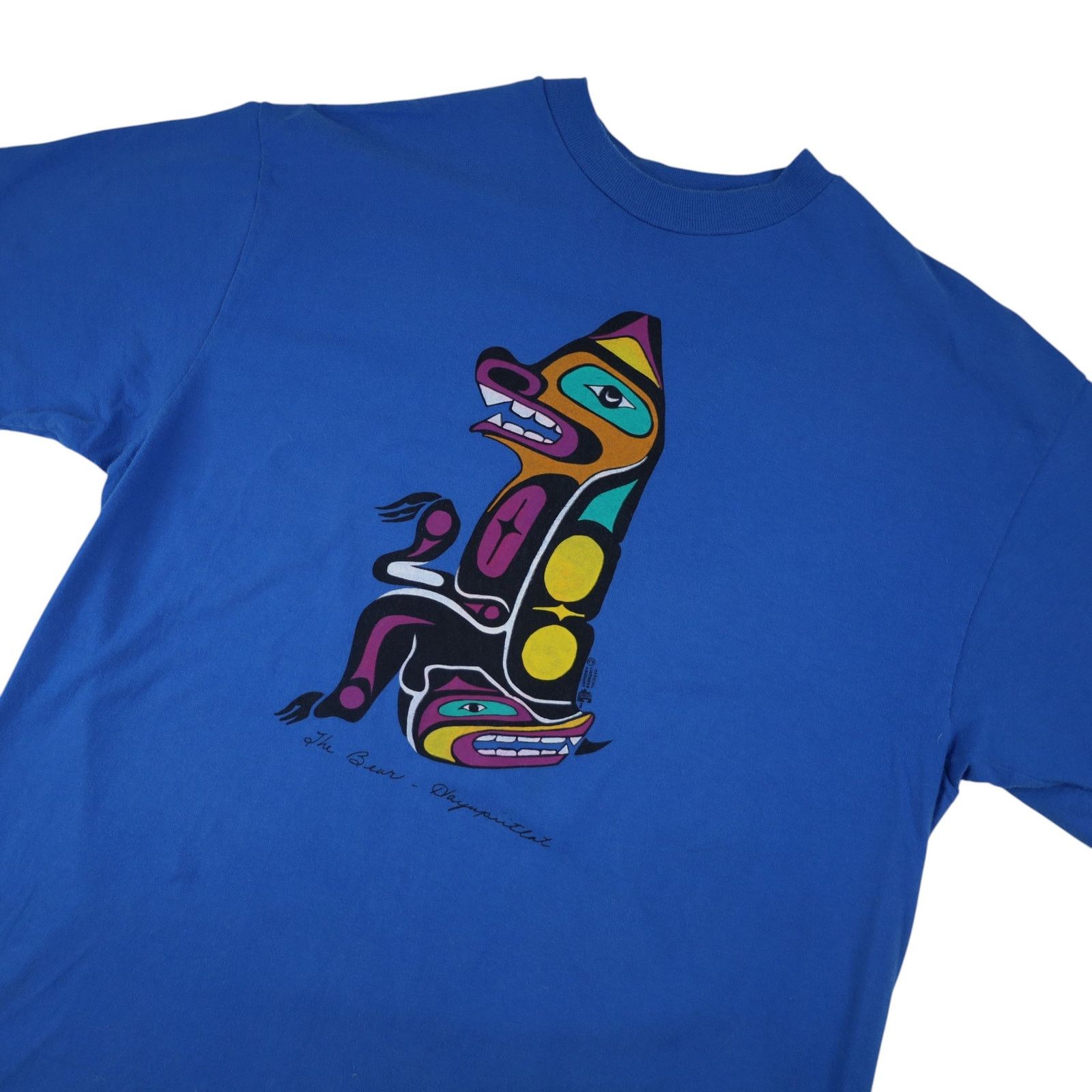 Vintage Vintage 90s Native Artwork "The Bear" Graphic T Shirt Size US L / EU 52-54 / 3 - 2 Thumbnail