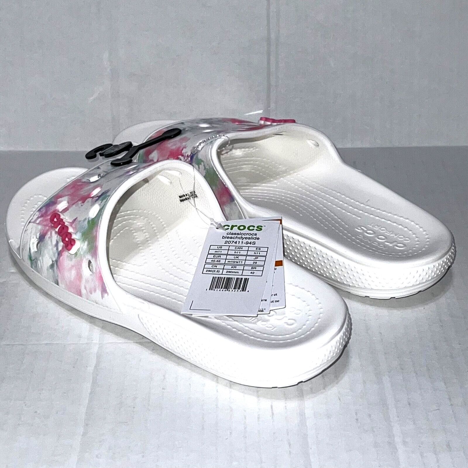 Crocs Crocs Classic Bleach Dye Slide Sandals White Size M11 Size US 11 / EU 44 - 9 Thumbnail