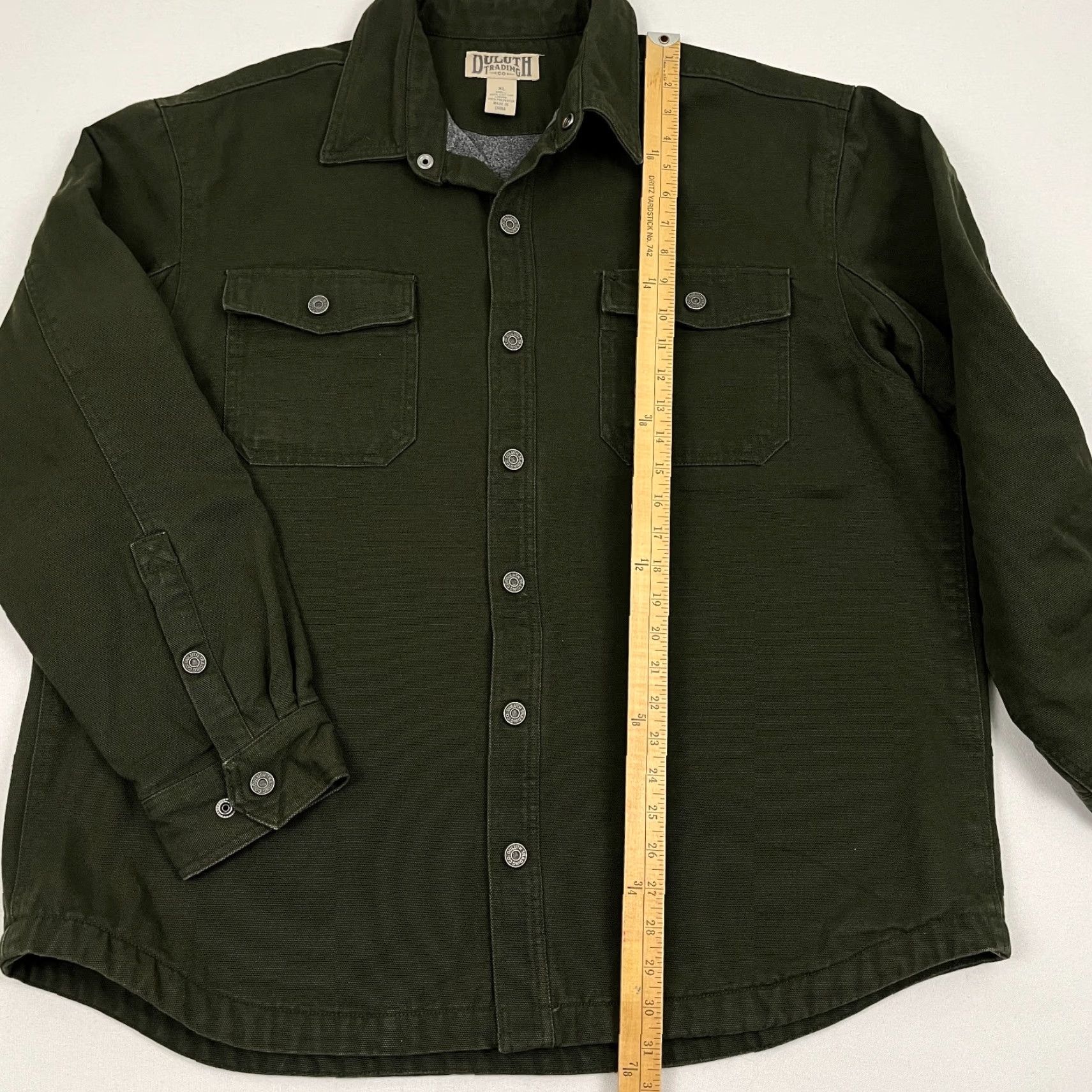 Vintage Duluth Jacket Mens XL Green Canvas Fleece Lined Heavyweight Shacket Size US XL / EU 56 / 4 - 4 Thumbnail