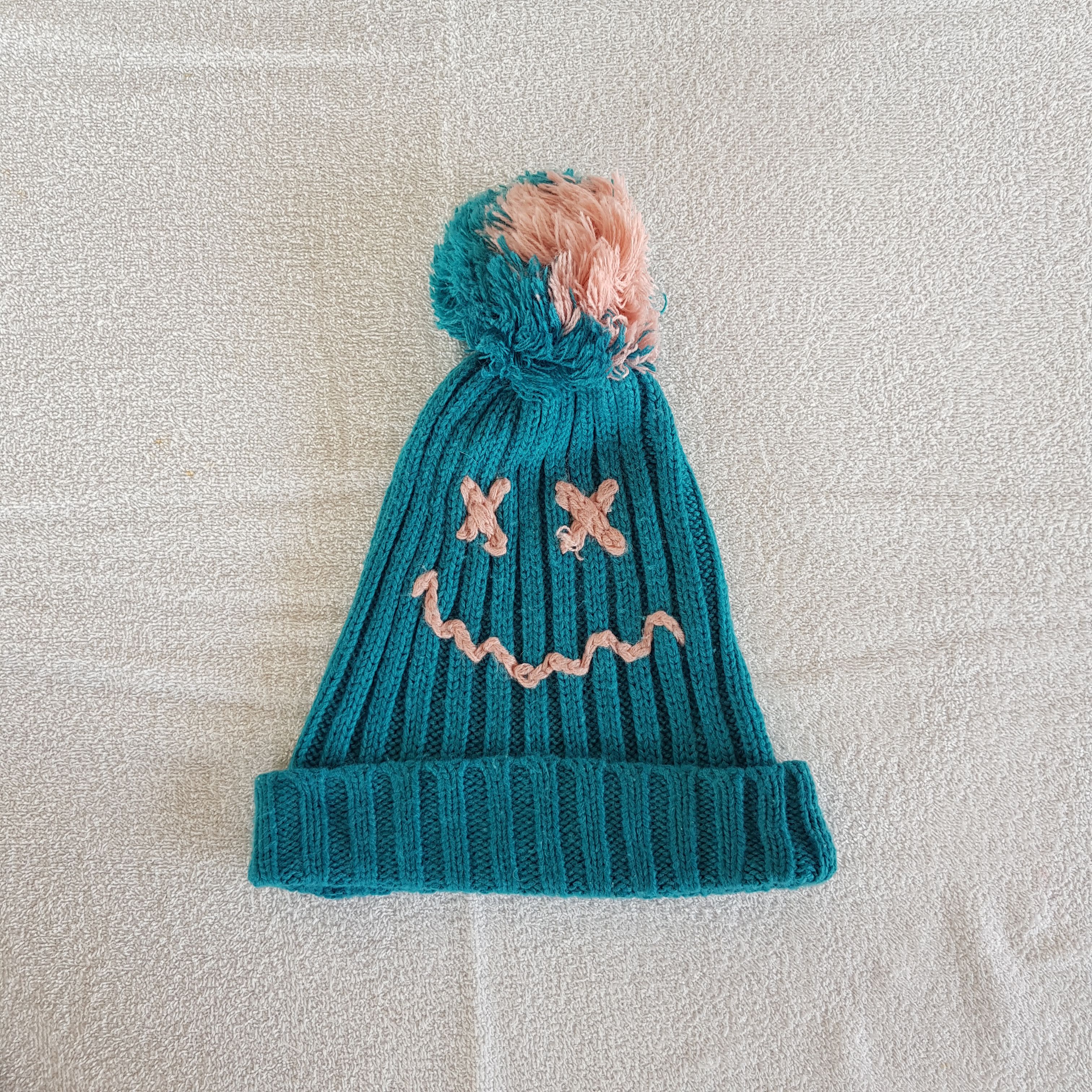 Japanese Brand Vintage Death Smiley Beanie Pom Pom Snow Caps Hats. Size ONE SIZE - 5 Thumbnail