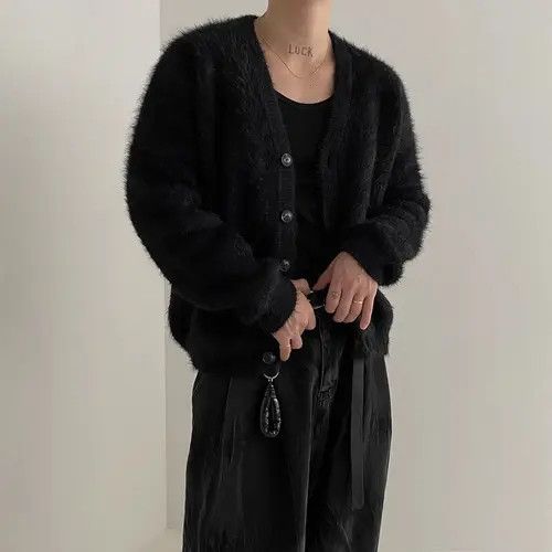 Other Fukiishi x Maiko Black Knit Cardigan Sweater Size US L / EU 52-54 / 3 - 4 Thumbnail