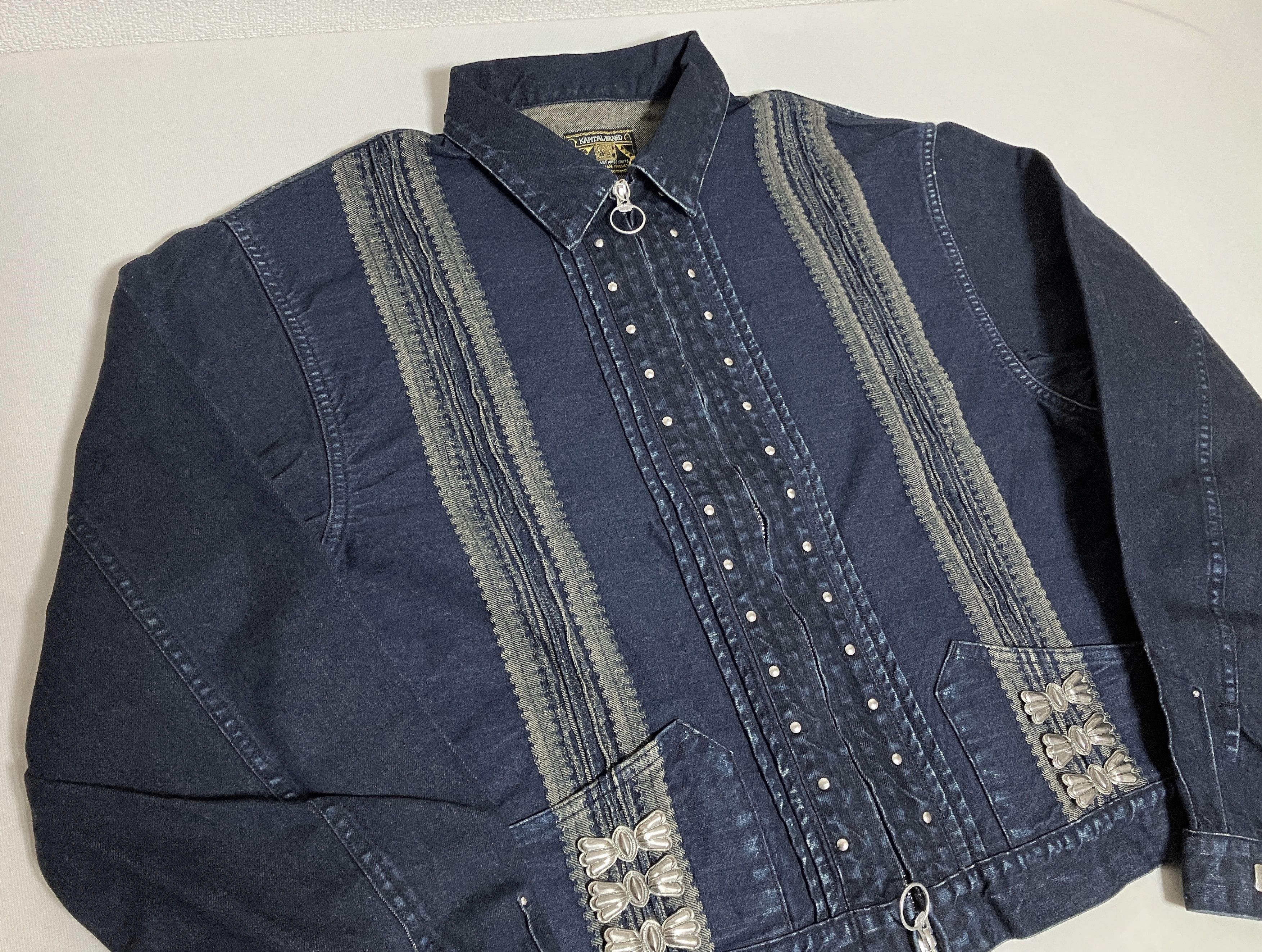 Kapital Kapital 12oz Yagasuri Jacquard Denim Chimayo Drizzler JKT Size US XXL / EU 58 / 5 - 11 Thumbnail