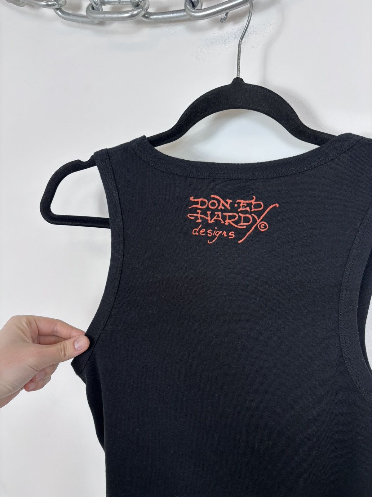 Ed Hardy Ed Hardy Y2K Women’s Black Death Before Ribbed Cropped Vest Size L / US 10 / IT 46 - 13 Thumbnail