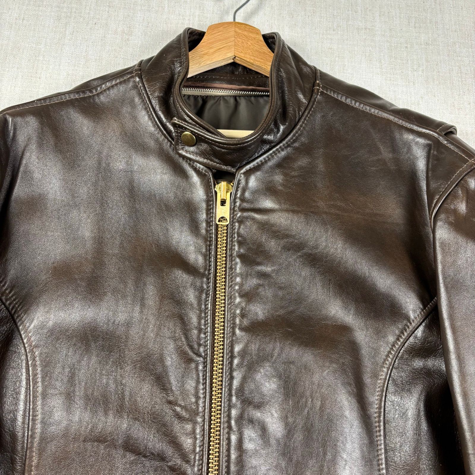Vintage VTG 70s Brown Leather Motorcycle Talon Zipper Sz 52 Jacket Size US XL / EU 56 / 4 - 2 Thumbnail