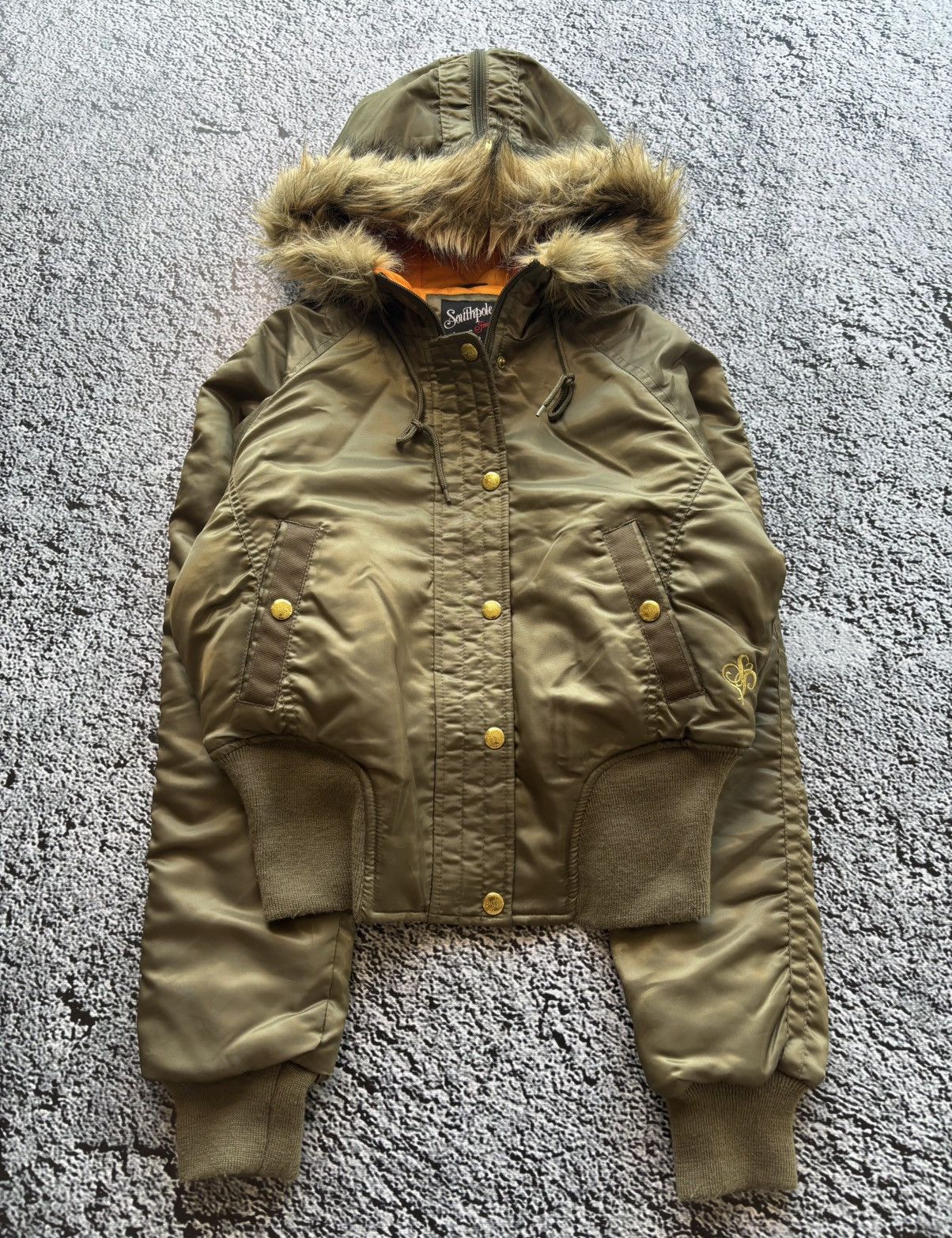 Deadstock SOUTHPOLE N2B Faux fur cropped bomber jacket