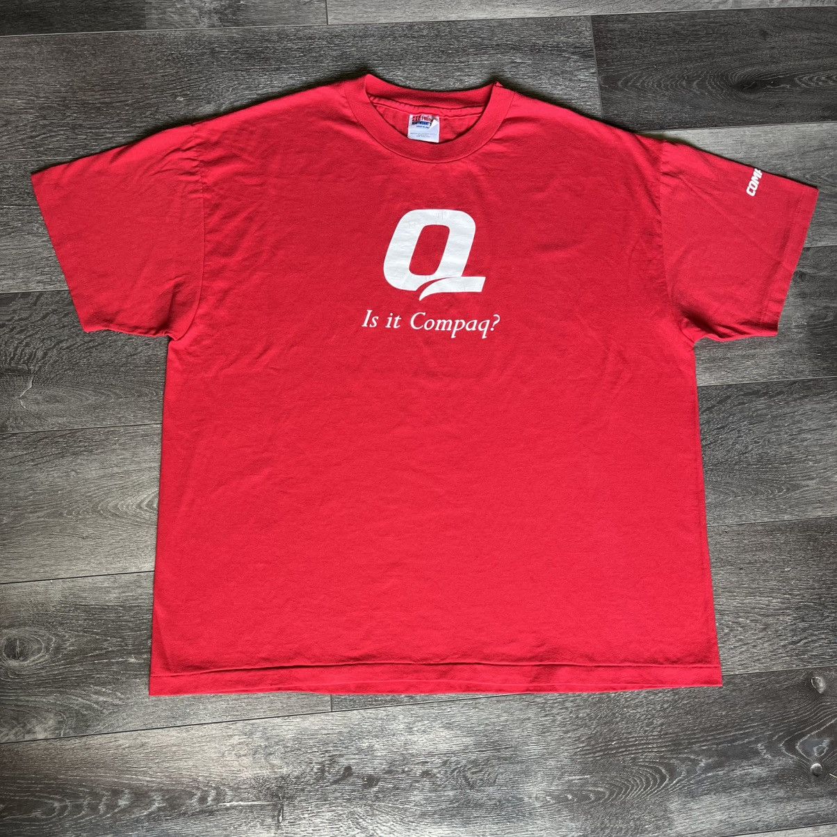 Microsoft × Vintage Vintage 1990s Q Is it Compaq ? Computer Software Graphic Tee Size US XL / EU 56 / 4 - 1 Thumbnail