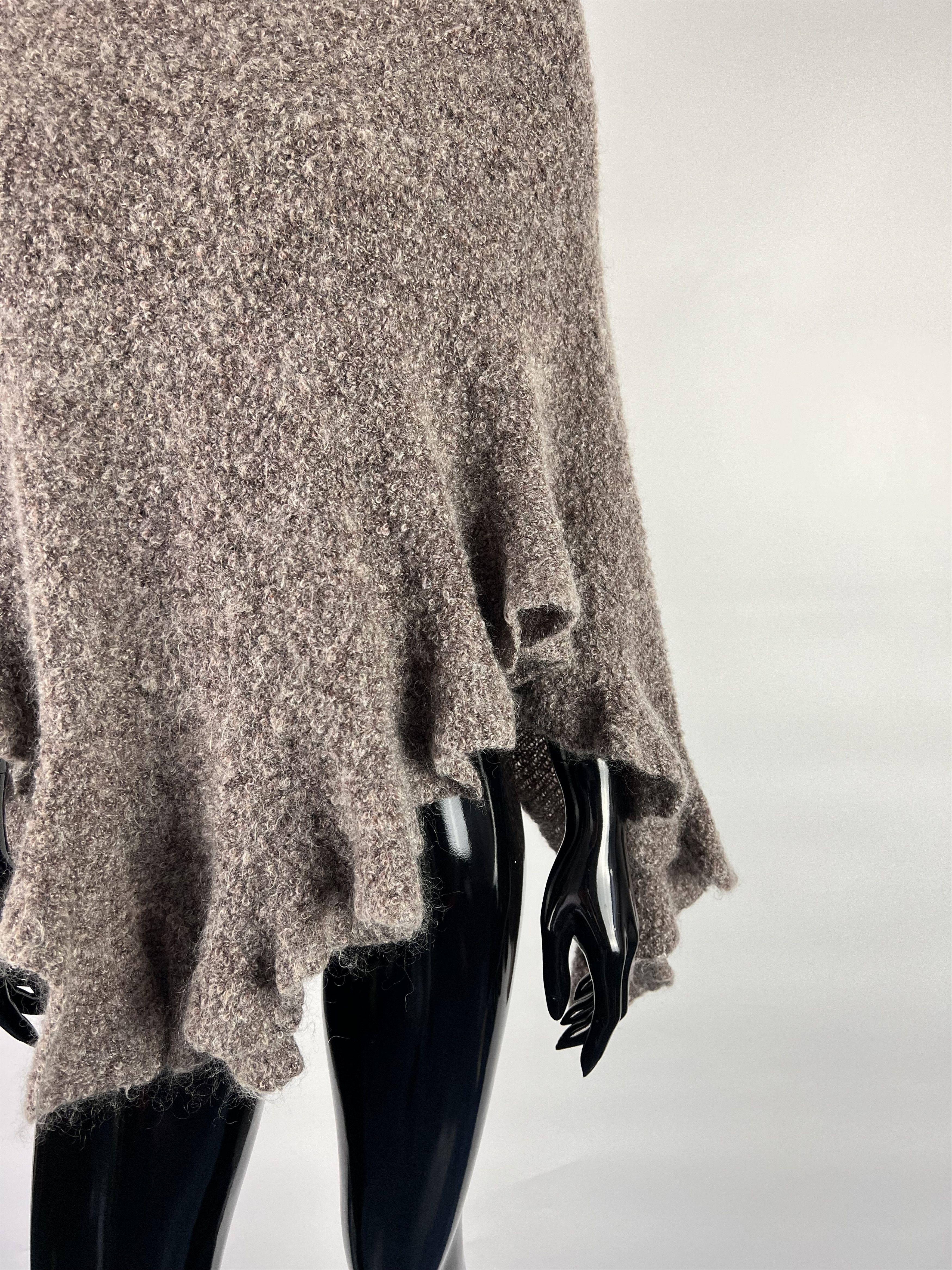 Designer Grizas Mohair Wool Asymmetrical Poncho One Size Size ONE SIZE - 5 Thumbnail