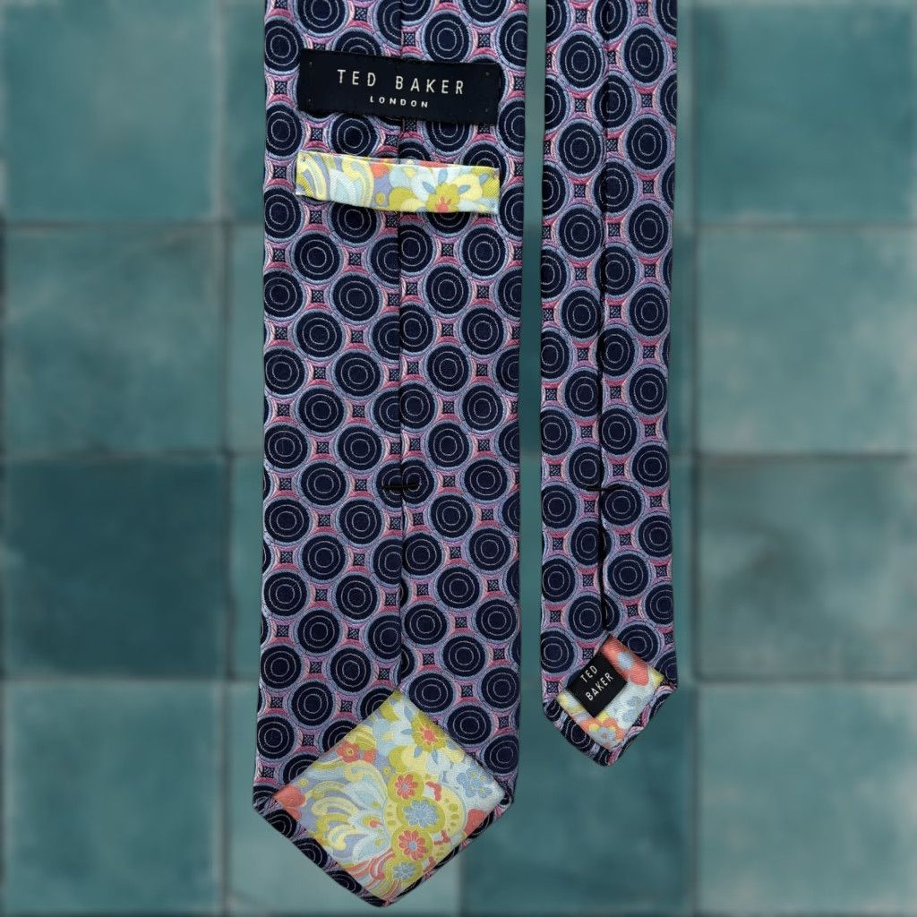 Ted Baker Ted Baker Tie Necktie Mens Blue 100% Silk Geometric Designer USA Business Career Size ONE SIZE - 1 Thumbnail
