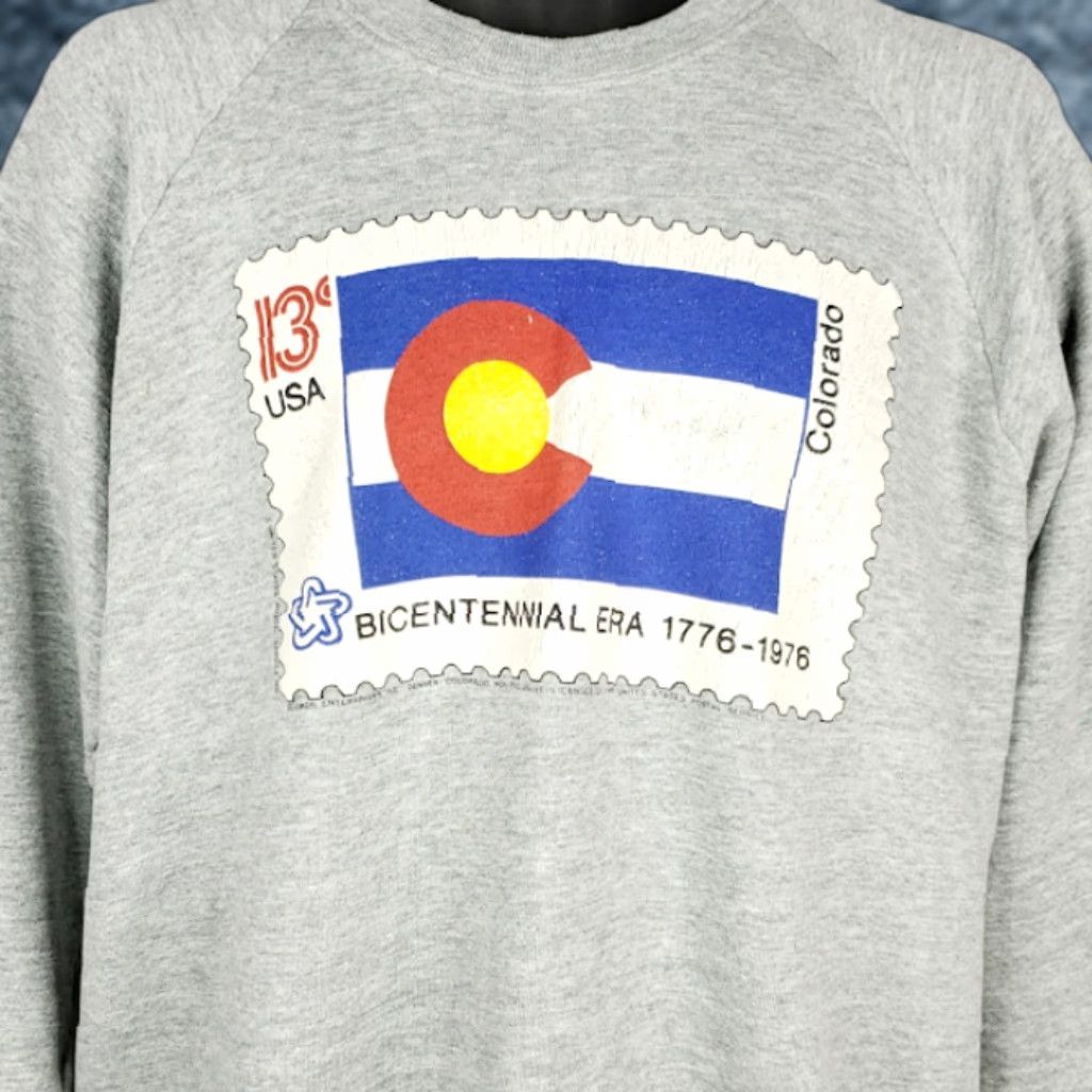 VINTAGE Colorado State Flag Stamp Sweatshirt Mens Size XL 90s Made In USA