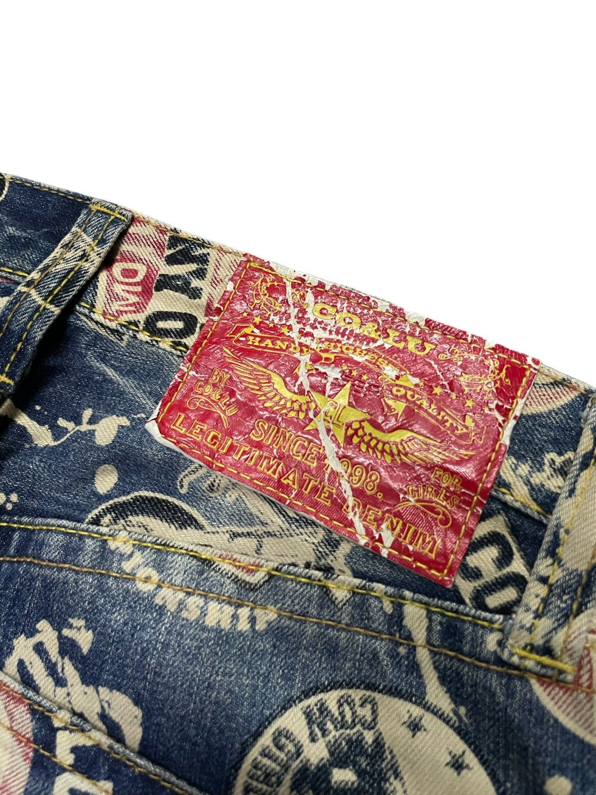 14th Addiction × Hysteric Glamour Co & Lu Japan AOP 666 Hysteric Glamour Styled Denim Pants Size US 29 - 10 Thumbnail