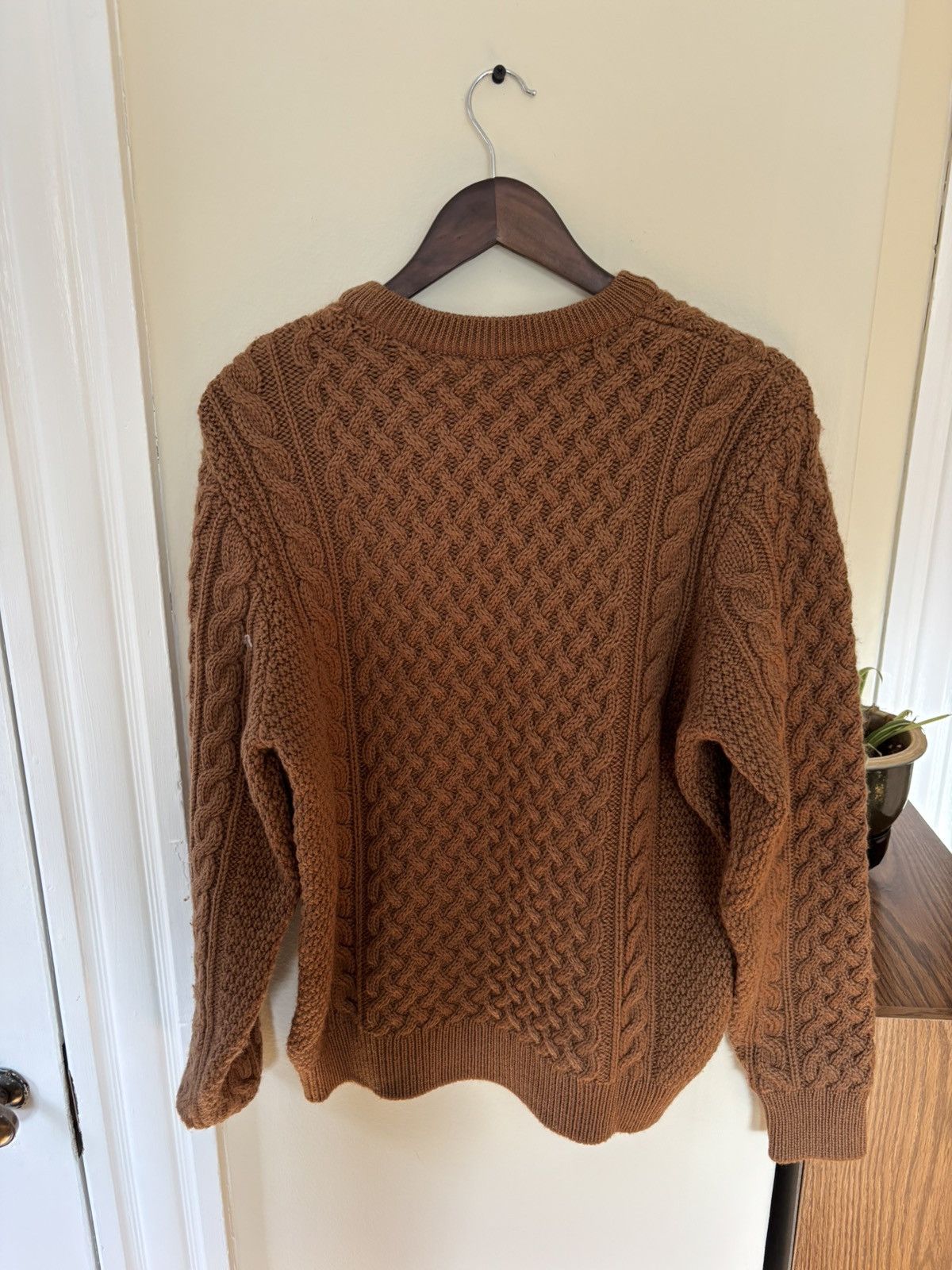Sunspel Cable Knit Merino Wool Sweater England (Orange/Brown) Size US M / EU 48-50 / 2 - 4 Thumbnail