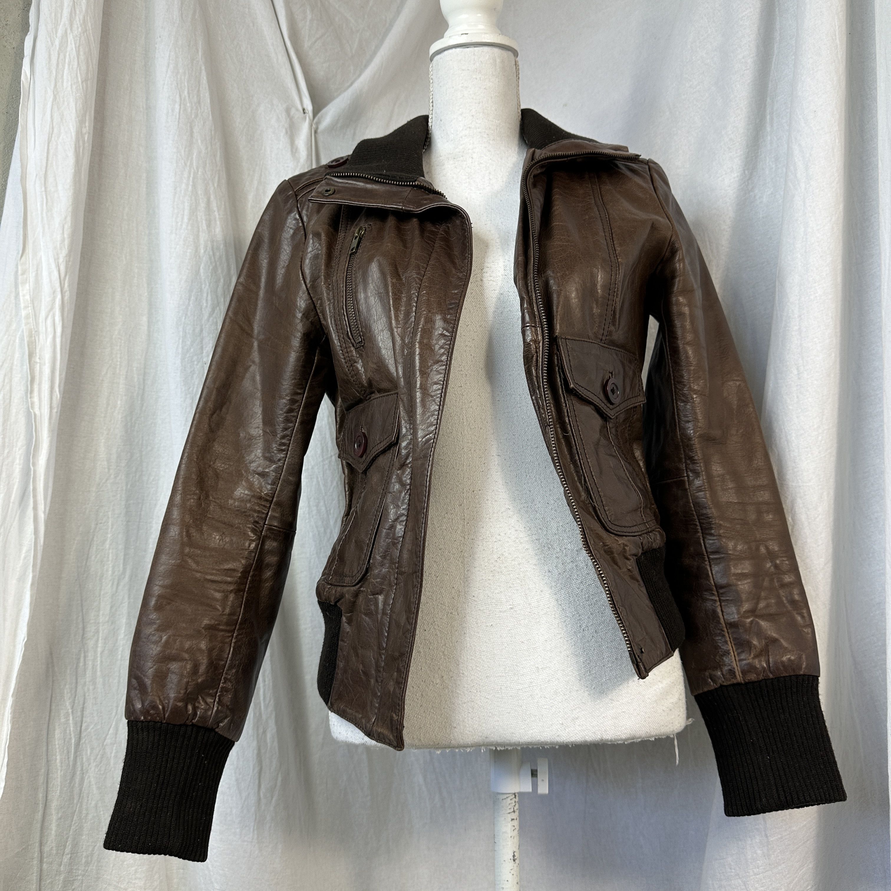 Vintage Vintage Biker Archive Y2K Moto Big Collar Leather Jacket Size US M / EU 48-50 / 2 - 4 Thumbnail