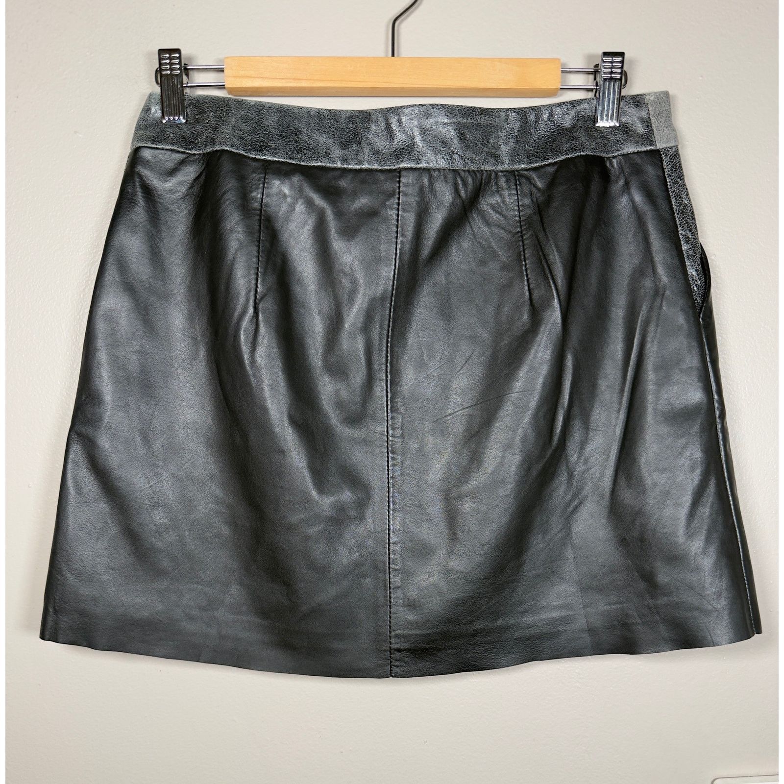 Muubaa Muubaa Impala A-Line Black White Leather Mini Skirt size 6 Size 28" / US 6 / IT 42 - 5 Thumbnail