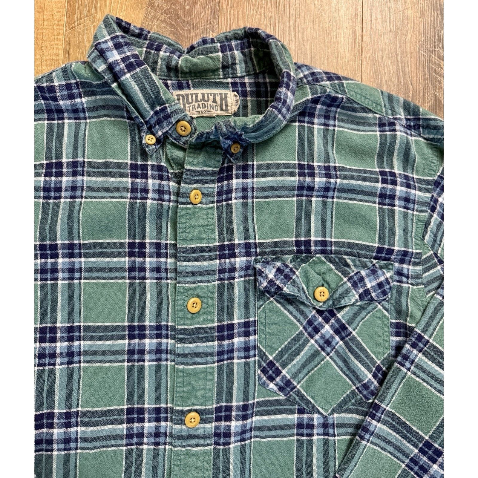 Duluth Trading Company Duluth Trading Co. Casual Blue Green Plaid Trim Fit Shirt Size US XL / EU 56 / 4 - 5 Thumbnail