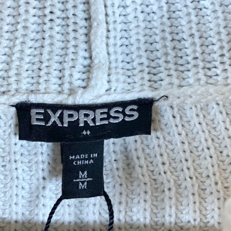 Express Express Sweater Dress White Cable Knit Cowl Neck Midi Long Sleeve M Womens Size M / US 6-8 / IT 42-44 - 6 Thumbnail
