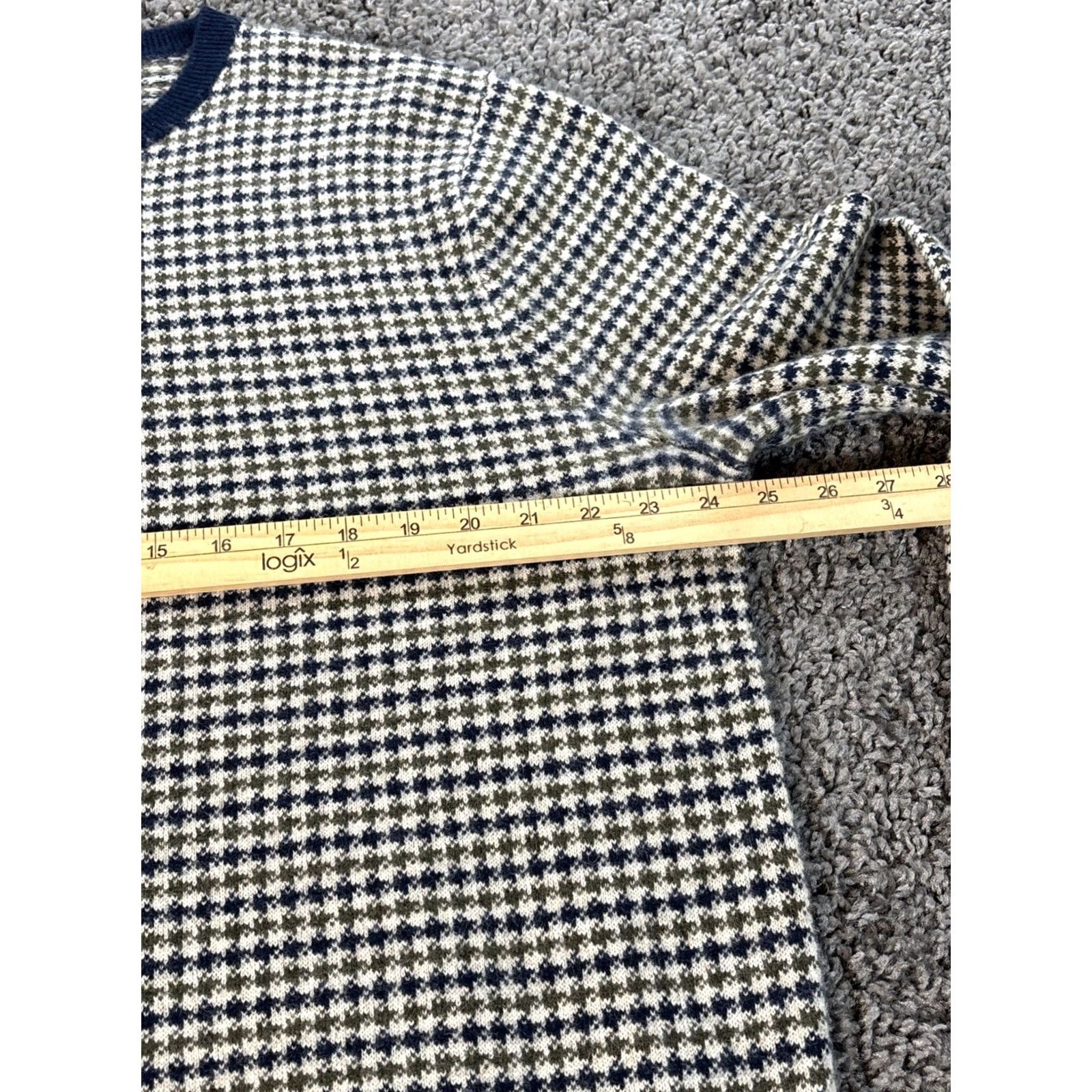 J.Crew J.Crew Sweat er Crewneck XL Green 100% Cashmere Houndstooth Men Pullover Size US XL / EU 56 / 4 - 3 Thumbnail