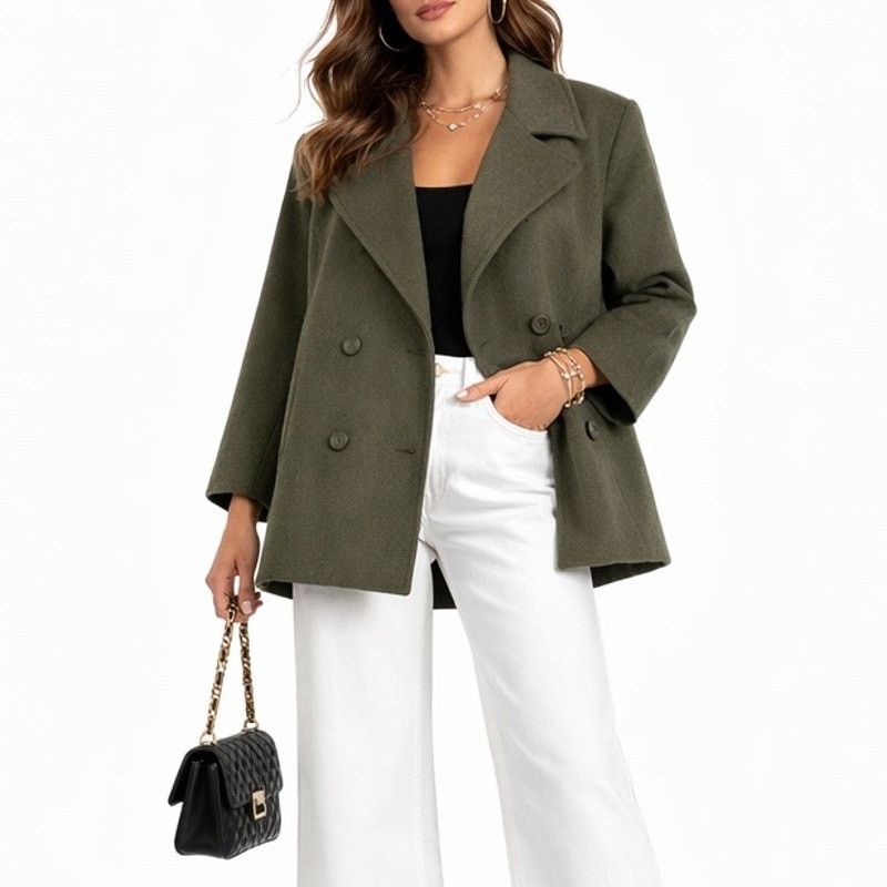 Other Talbots Brushed Italian Wool Double Breast Coat Green 16 Size XXL / US 16-18 / IT 52-54 - 2 Thumbnail