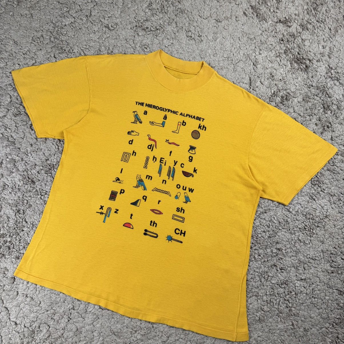 Vintage Vintage Egyptian Hieroglyphic Alphabet Graphic T-shirt Size US L / EU 52-54 / 3 - 4 Thumbnail