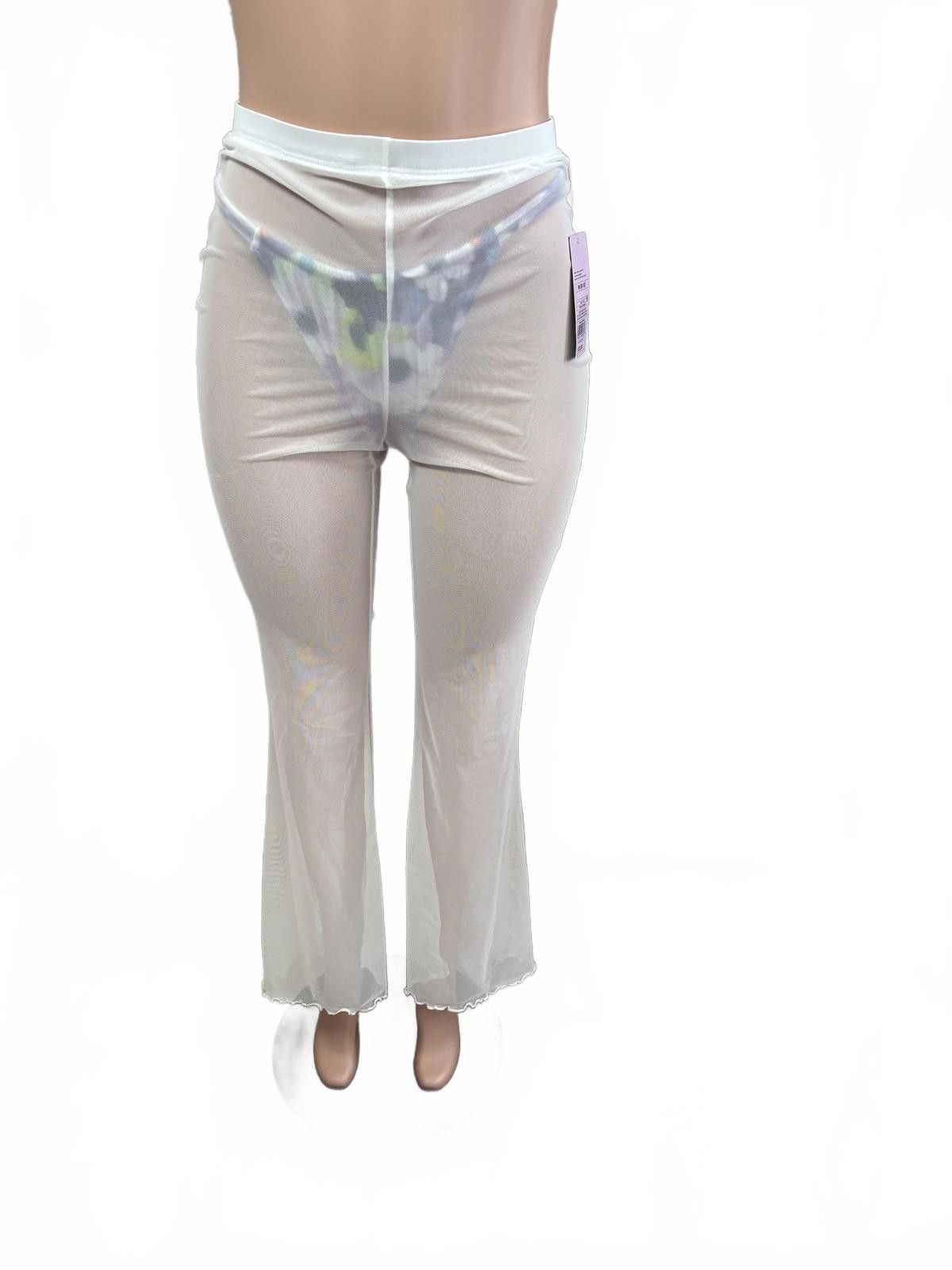 Other Sheer White Bathing Suit Coverup Mesh Flared Pants. Size M. Size 32" / US 10 / IT 46 - 2 Thumbnail