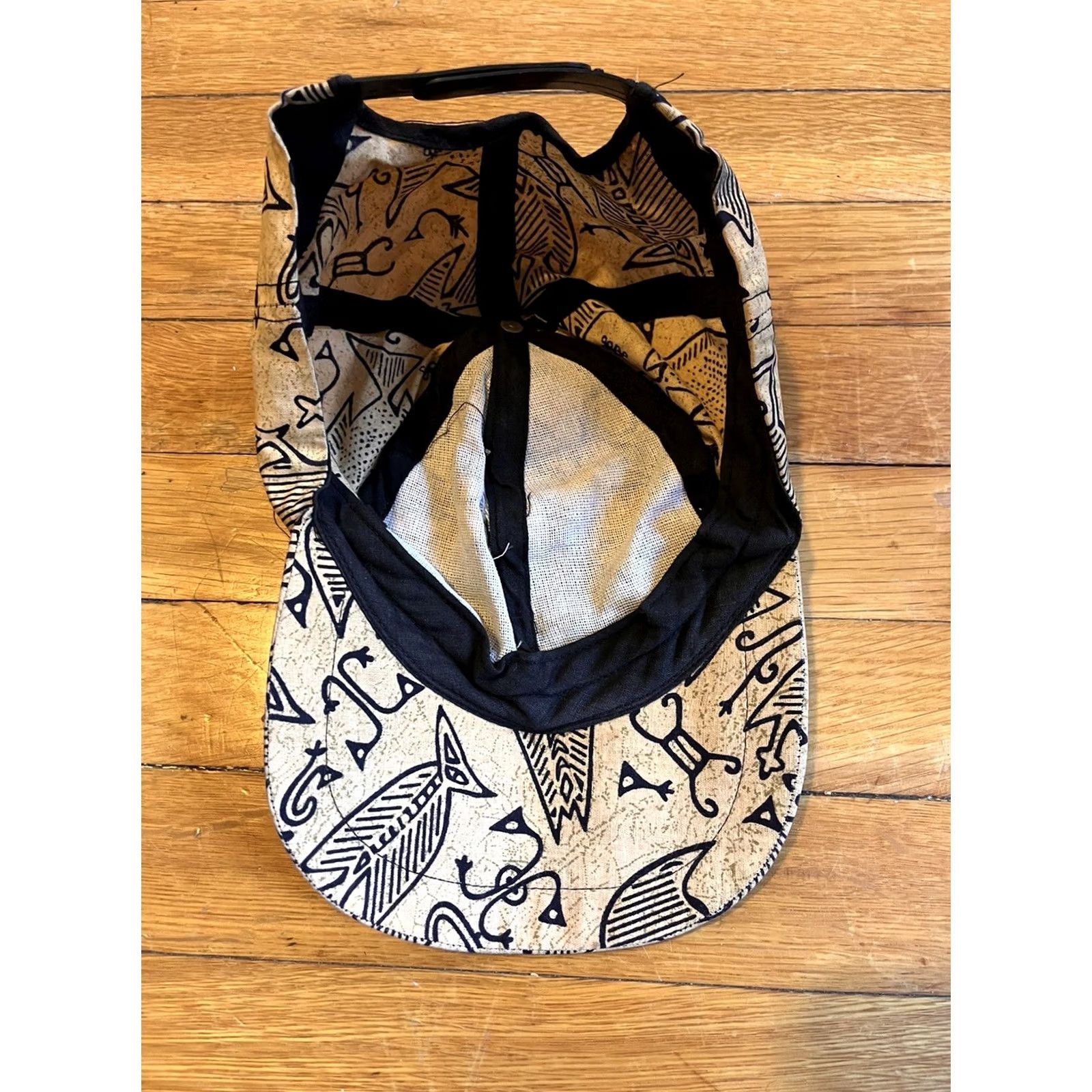 Vintage Tribal Bird Fish Glyph Snapback Hat Cap Beige 90s Size ONE SIZE - 7 Thumbnail