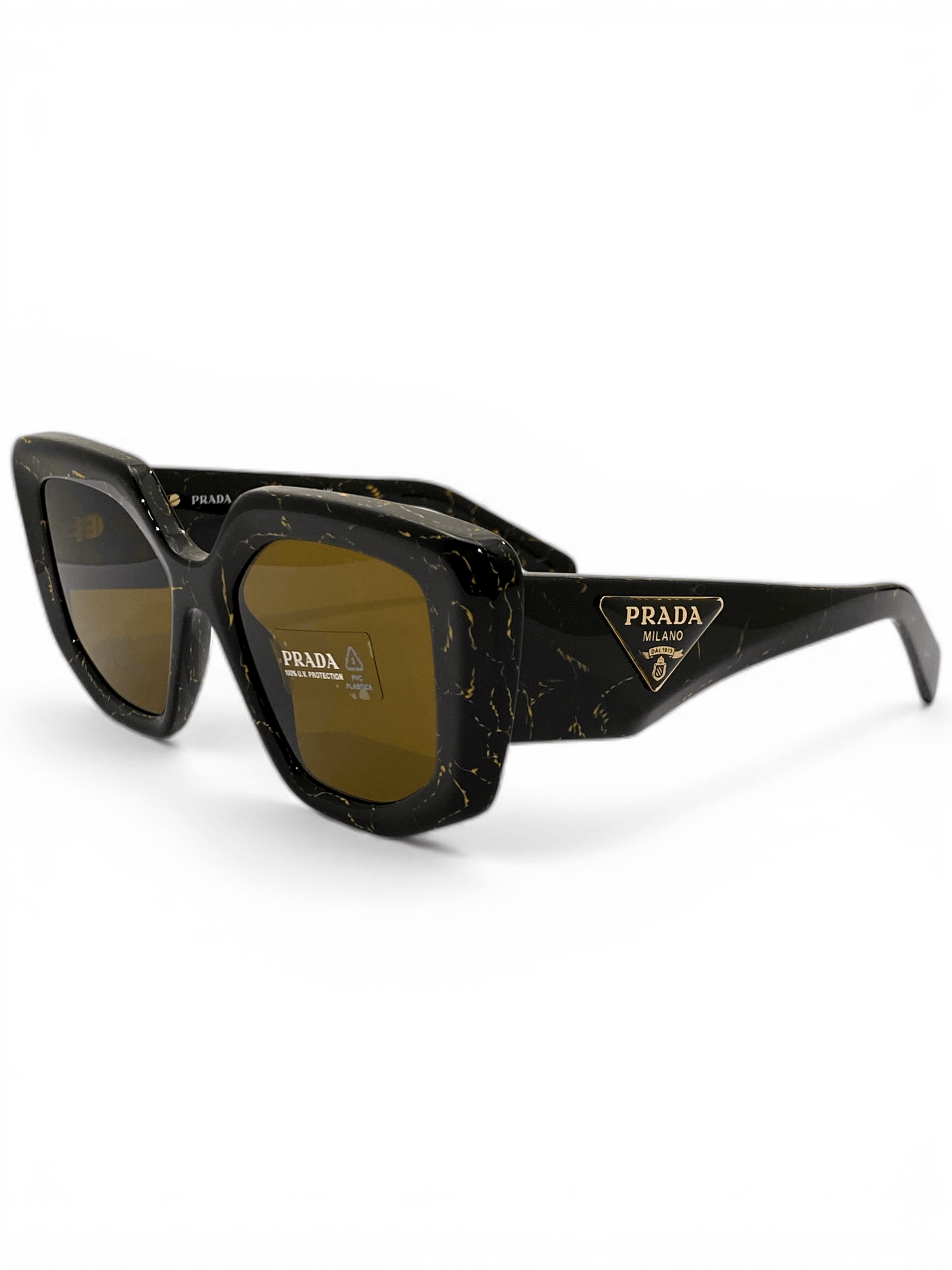 Prada Prada Triangle Logo Oversized Retro Symbol Black Sunglasses Size ONE SIZE - 5 Thumbnail