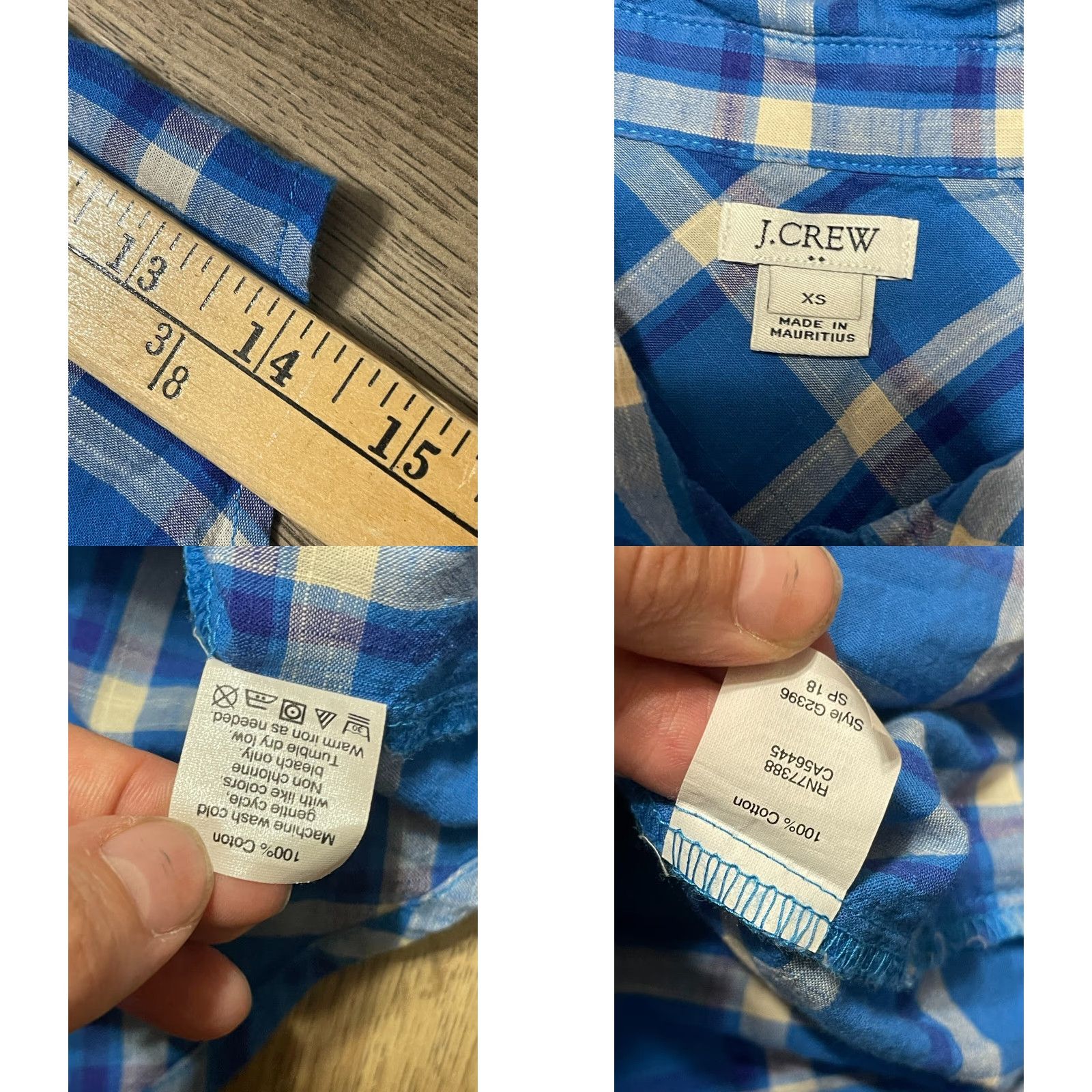 J.Crew J.CREW Shirt, Women's XS, Plaid, Button-Up, Long Sleeve, Blue, Casual, Regular, FALL SPRING SUMMER, Womens, Button-Up, Vintage: No Size XS / US 0-2 / IT 36-38 - 8 Thumbnail