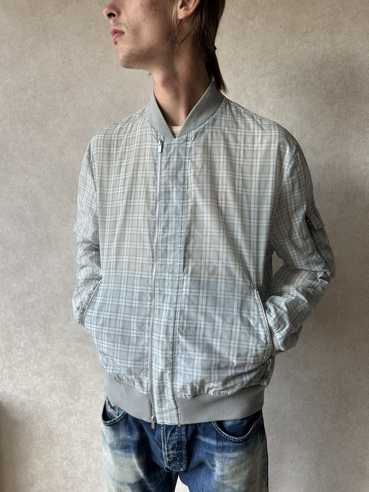 Hermes Vintage Hermès Check Pattern Bomber Jacket Plaid Lightweight Size US L / EU 52-54 / 3 - 2 Thumbnail