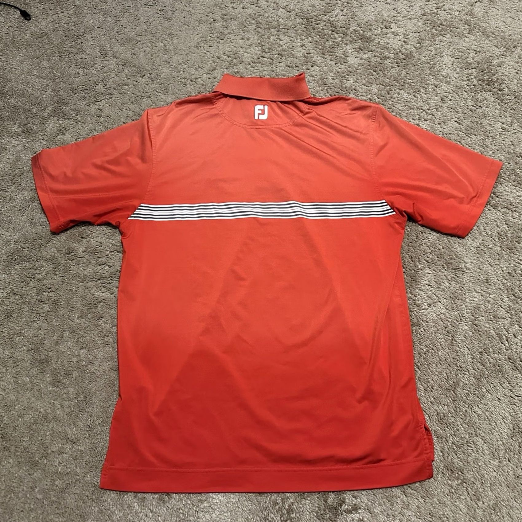 Footjoy FootJoy Mickey Mouse Polo Shirt Mens Medium Golf Breathable Collared Orange Polyester Embroidered Logo Striped Short Sleeve 9 M Size US M / EU 48-50 / 2 - 7 Thumbnail