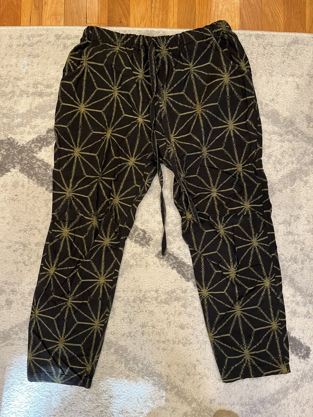 Blue In Green Kimono Lounge Pants Yellow Black Webbing Size US 31 - 1 Thumbnail