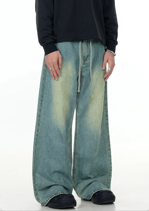 Japanese Brand Vintage cleanfit drawstring straight loose distressed jeans Size US 32 / EU 48 - 3 Thumbnail
