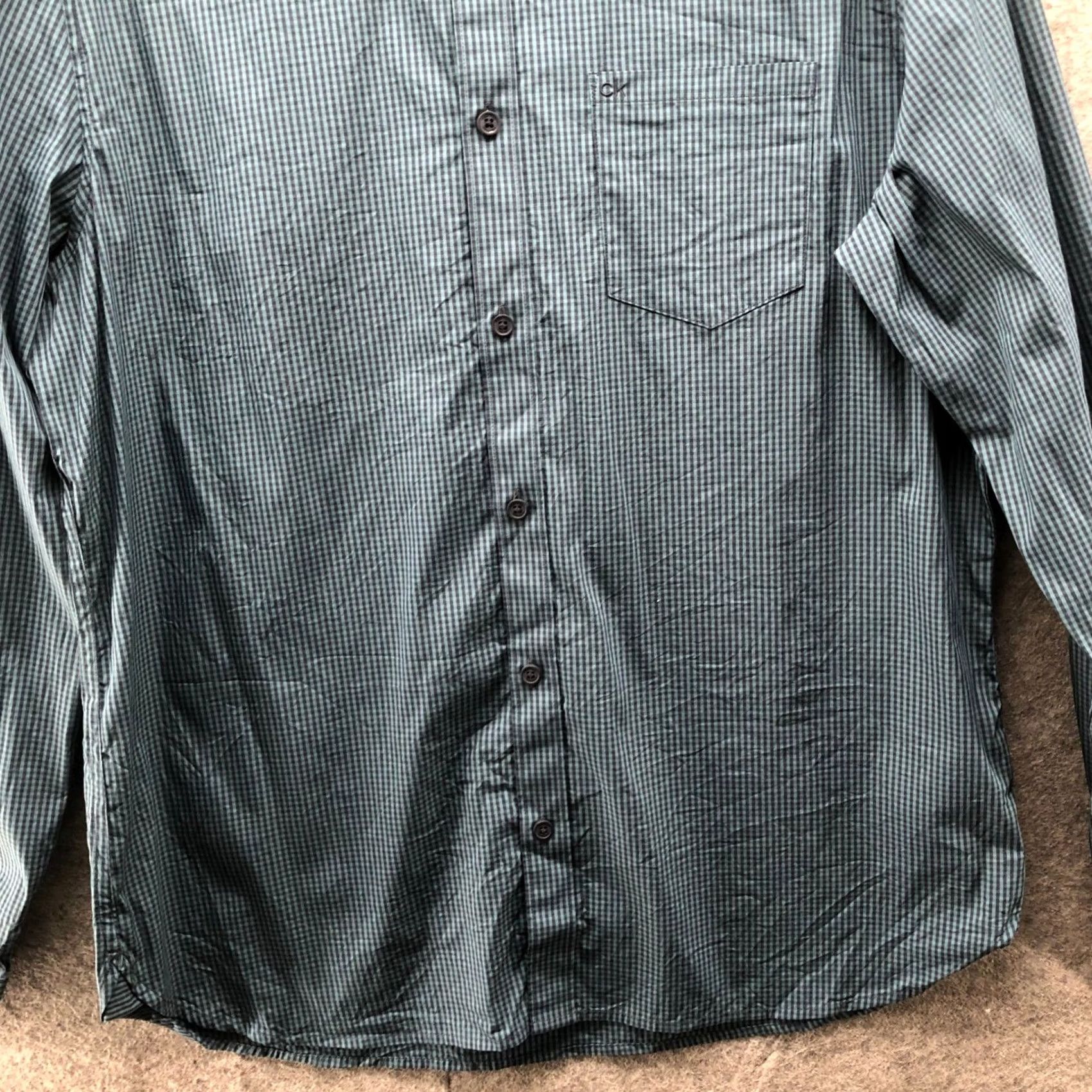 Calvin Klein Calvin Klein Button-Up Shirt Mens L Teal Gingham Plaid Green Black Long Sleeve Collared Pocketed Casual Workwear Shirts Pattern Check Size US L / EU 52-54 / 3 - 7 Thumbnail