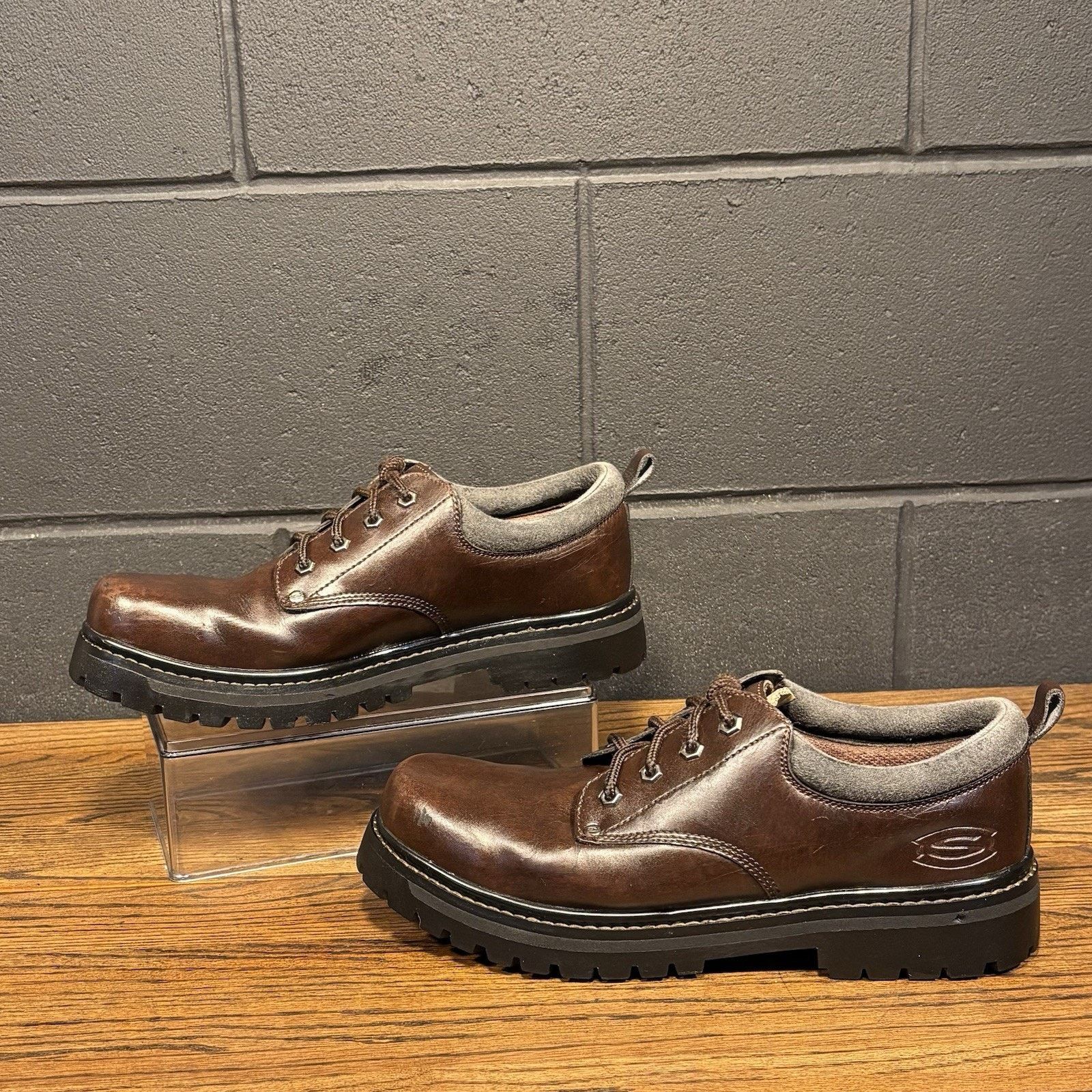 Y2K Vintage Skechers Chunky Brown Leather Oxford Dress Shoes, Men's (Size 11)