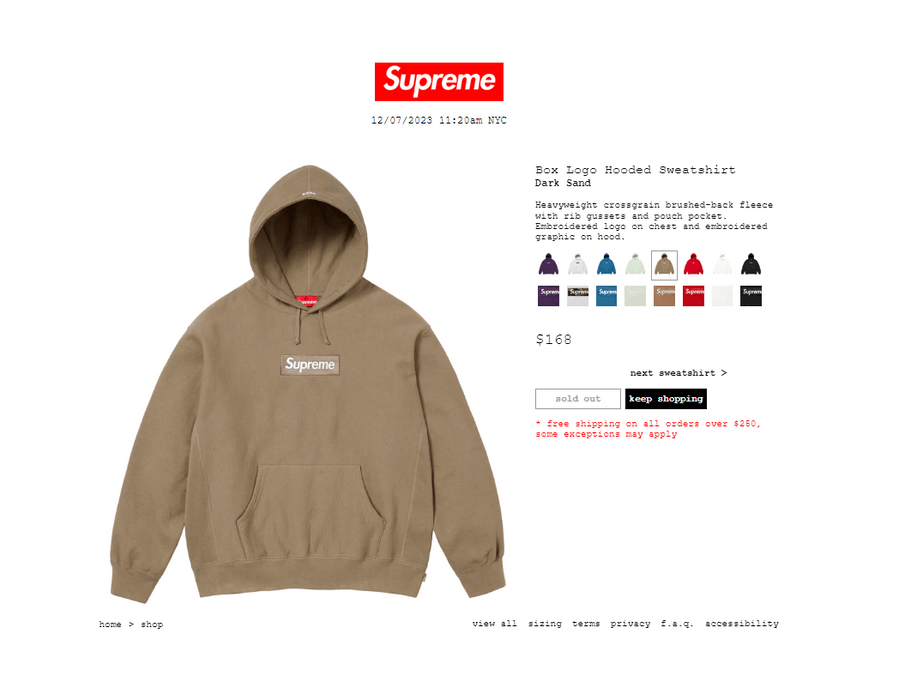 Supreme Supreme Box Logo Hooded Sweatshirt DARK SAND Medium | Grailed