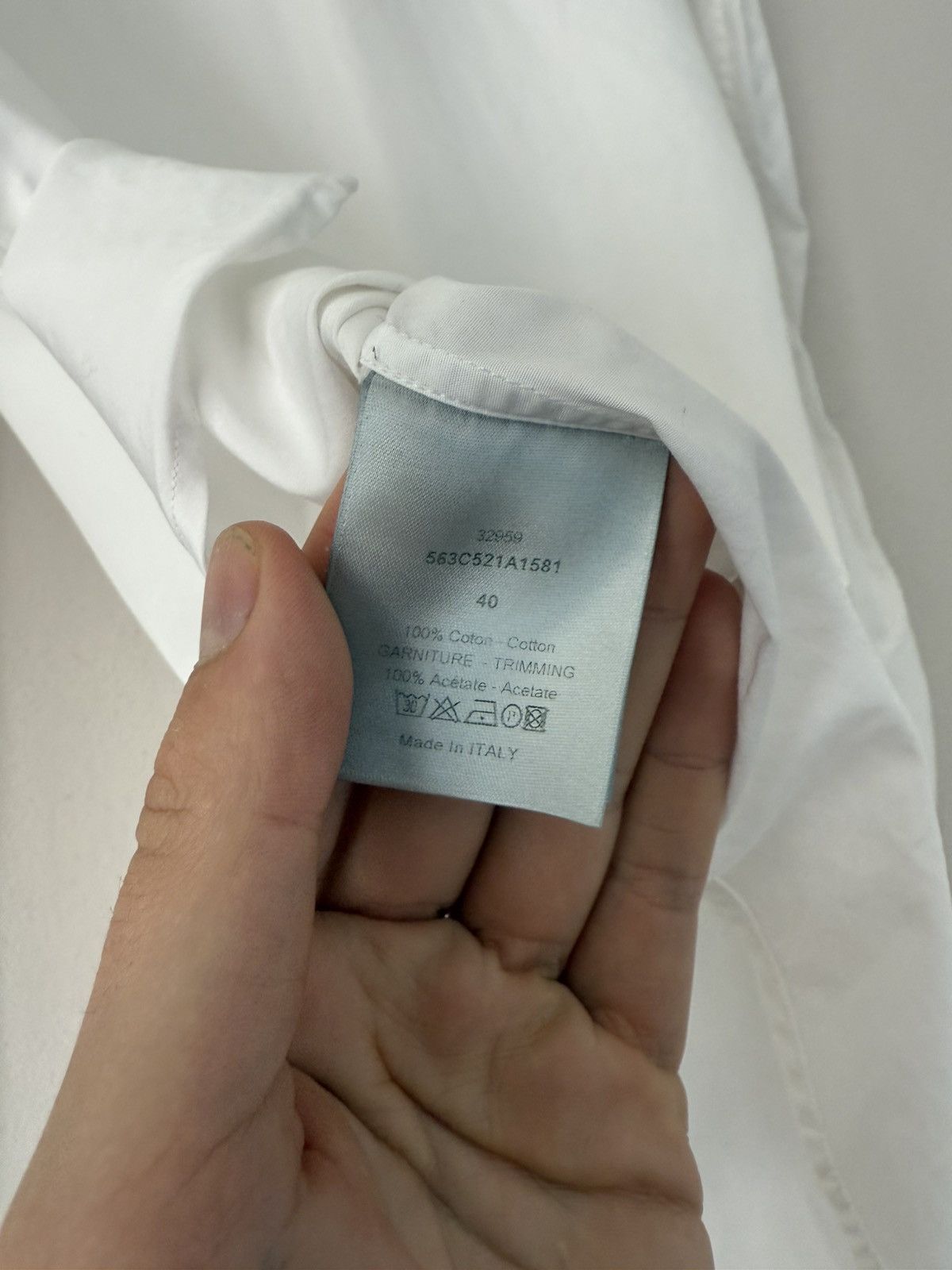 Dior Dior Homme White Cotton Shirt with Contrast Trim Collar Size US M / EU 48-50 / 2 - 7 Thumbnail