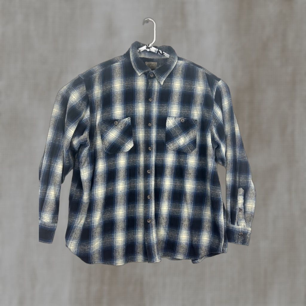 Vintage CE Schmidt Mens XXL Button-Down Shirt Blue Flannel 100% Cotton Long Sleeve Size US XXL / EU 58 / 5 - 1 Thumbnail
