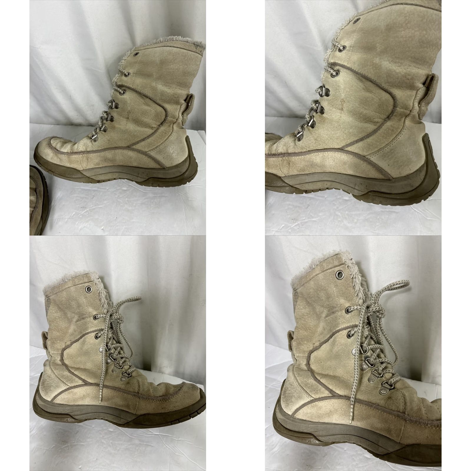Vintage Columbia Women's Lavela II Suede Waterproof Winter Boots Thinsulate Ivory, Size US 9 / UK 7, Round Toe, Lace Up, Casual, Boot, M Width, Winter, Women Size US 7 / IT 37 - 10 Thumbnail