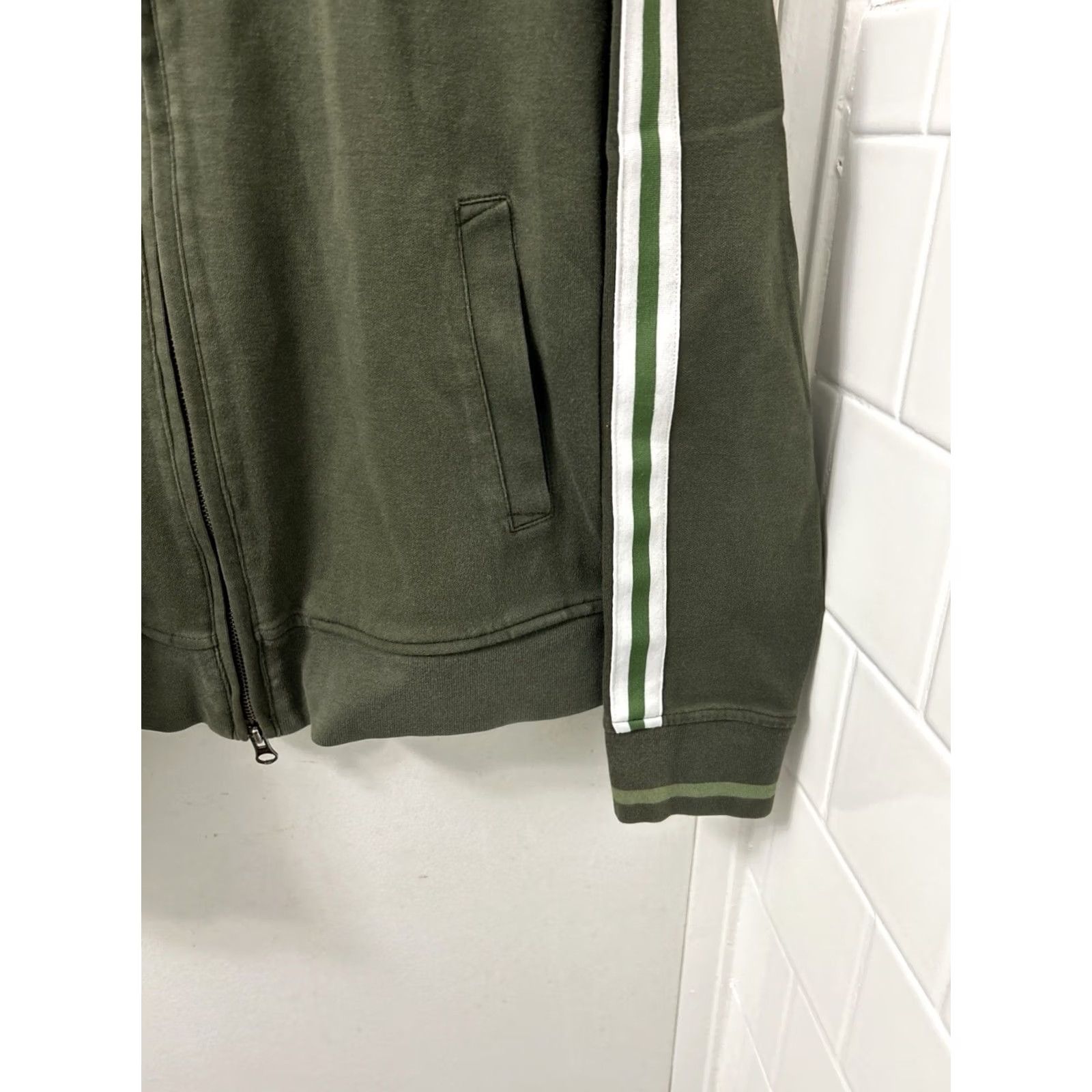Banana Republic Banana Republic Track Jacket Mens M Army Green Full Zip Racing Stripes Shirt Jacket Mens Size US M / EU 48-50 / 2 - 7 Thumbnail