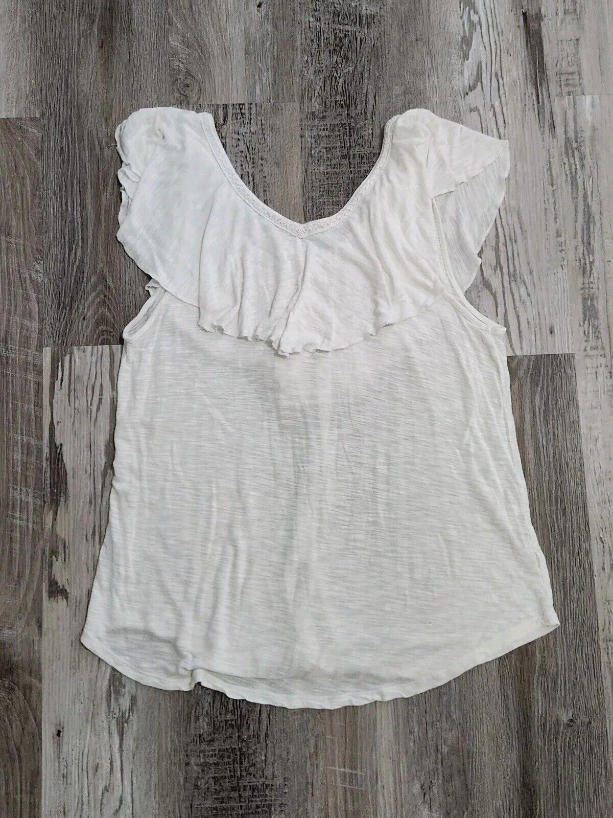 Designer Ana Top Large White V Neck Flowy Shirt Blouse Lightweight Size L / US 10 / IT 46 - 2 Thumbnail