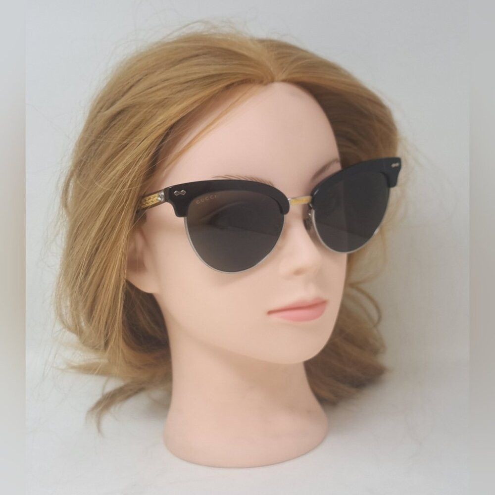 Gucci Gucci Womens Sunglasses Damascato Cat Eye Blck Gold Filigra Size ONE SIZE - 4 Thumbnail