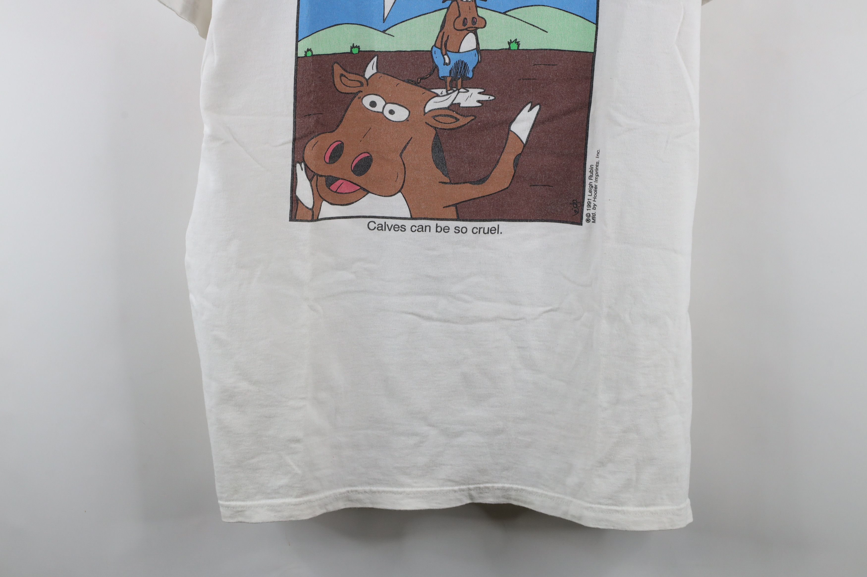 Vintage Vintage 90s Funny Cow Short Sleeve T-Shirt White Cotton Size US L / EU 52-54 / 3 - 3 Thumbnail